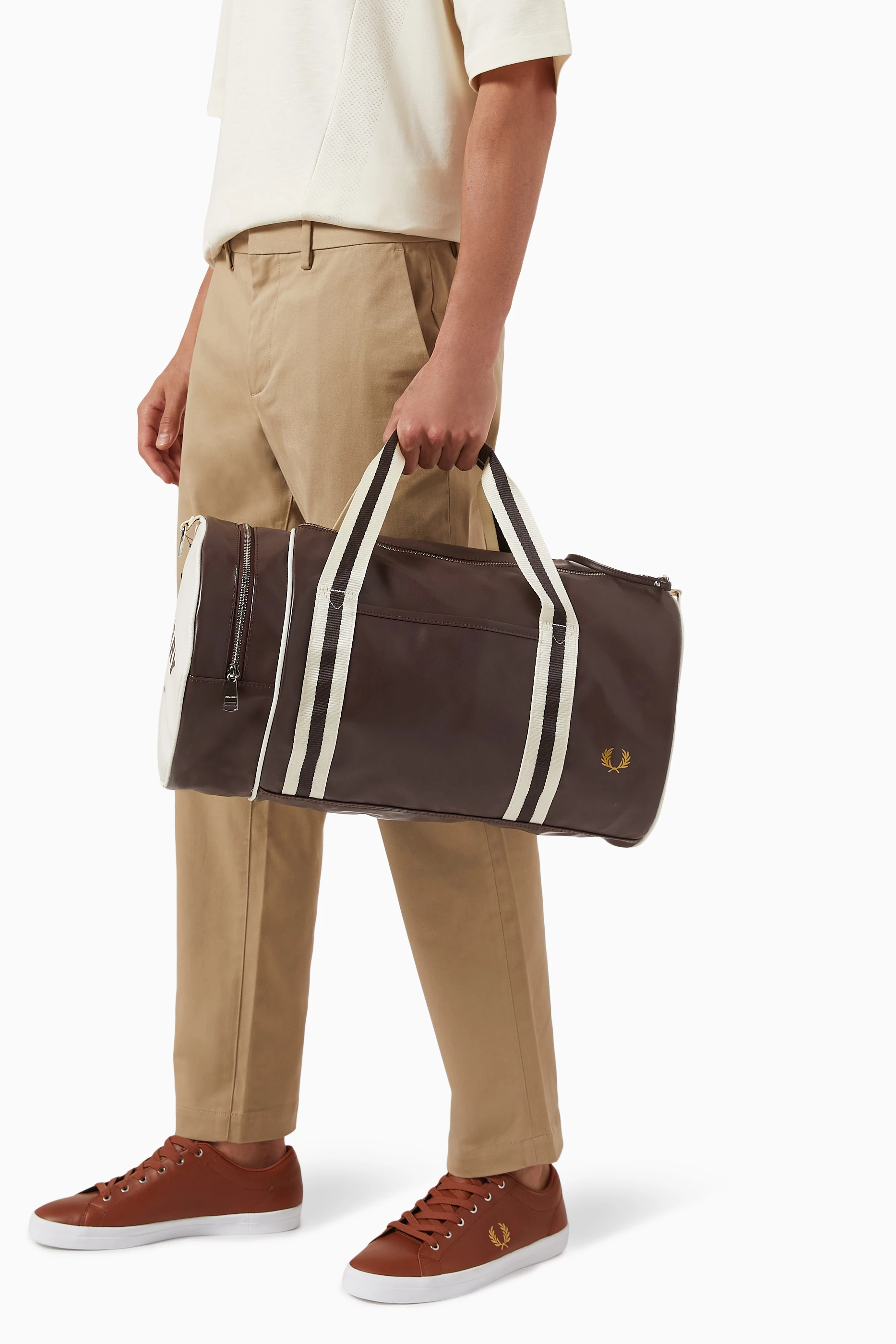 Buy Fred Perry Red Classic Barrel Bag in Coated Polyester For Men Online Ounass Saudi