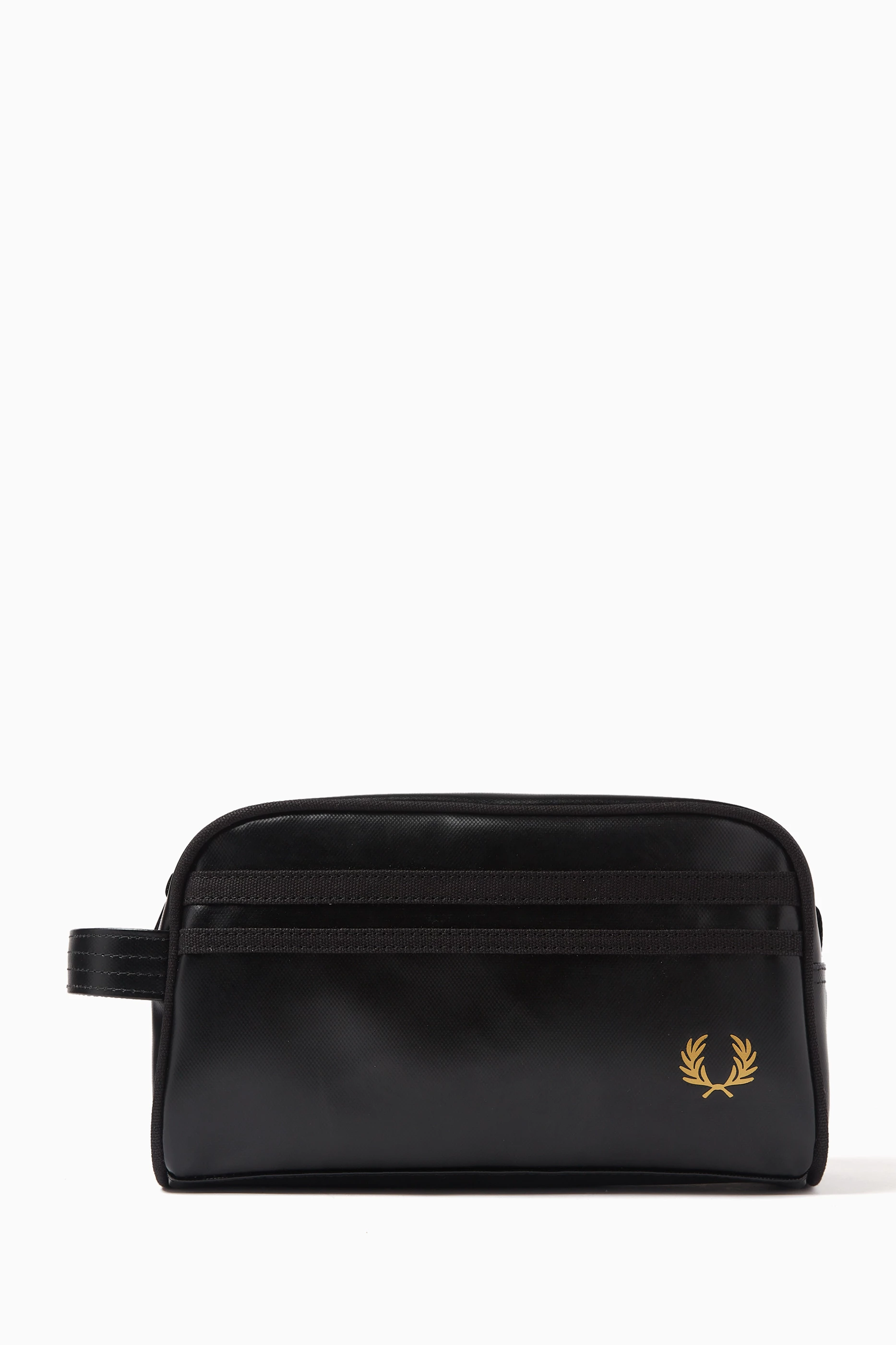 FRED PERRY☆ Coated Polyester Wash Bag BLACK / ECRU Fred Perry - Coated Polyester Wash Bag (Black / Ecru) | HHV