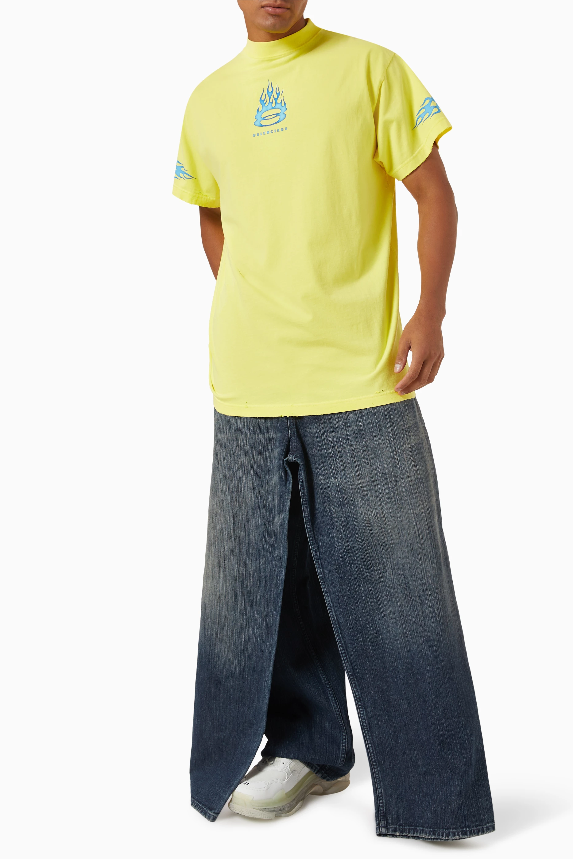 Buy Balenciaga Yellow Unisex Burning Unity Oversized T-shirt