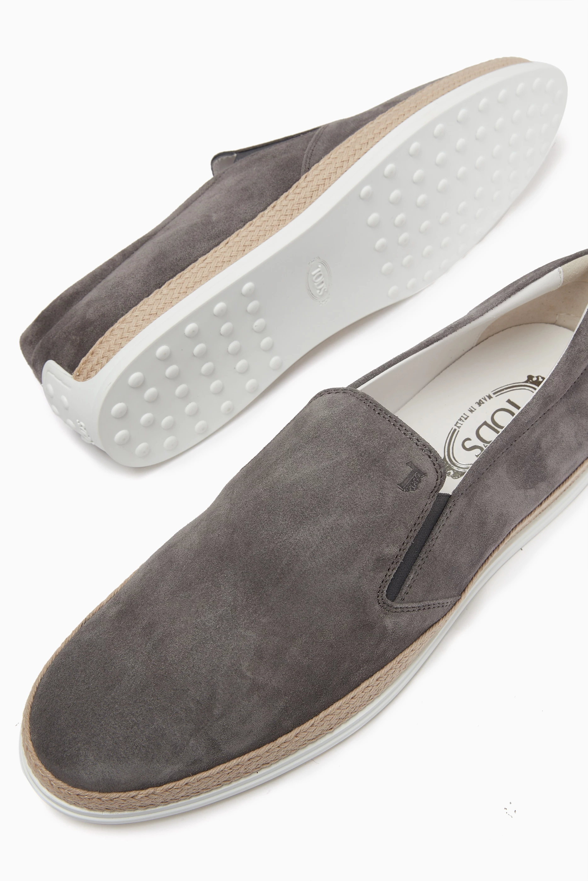 Tods Slip On Loafers‎ Mens 9 Grey Suede Preppy Luxury Made In Italy Indulge in the quiet luxury of Tod main image 3