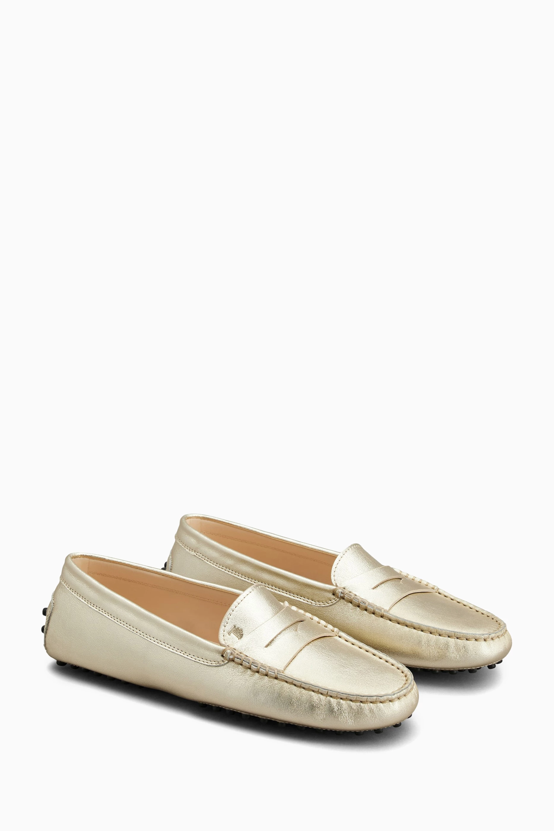 Buy Tod s Gold Gommino Loafers in Metallic Leather For Women Online Ounass Saudi