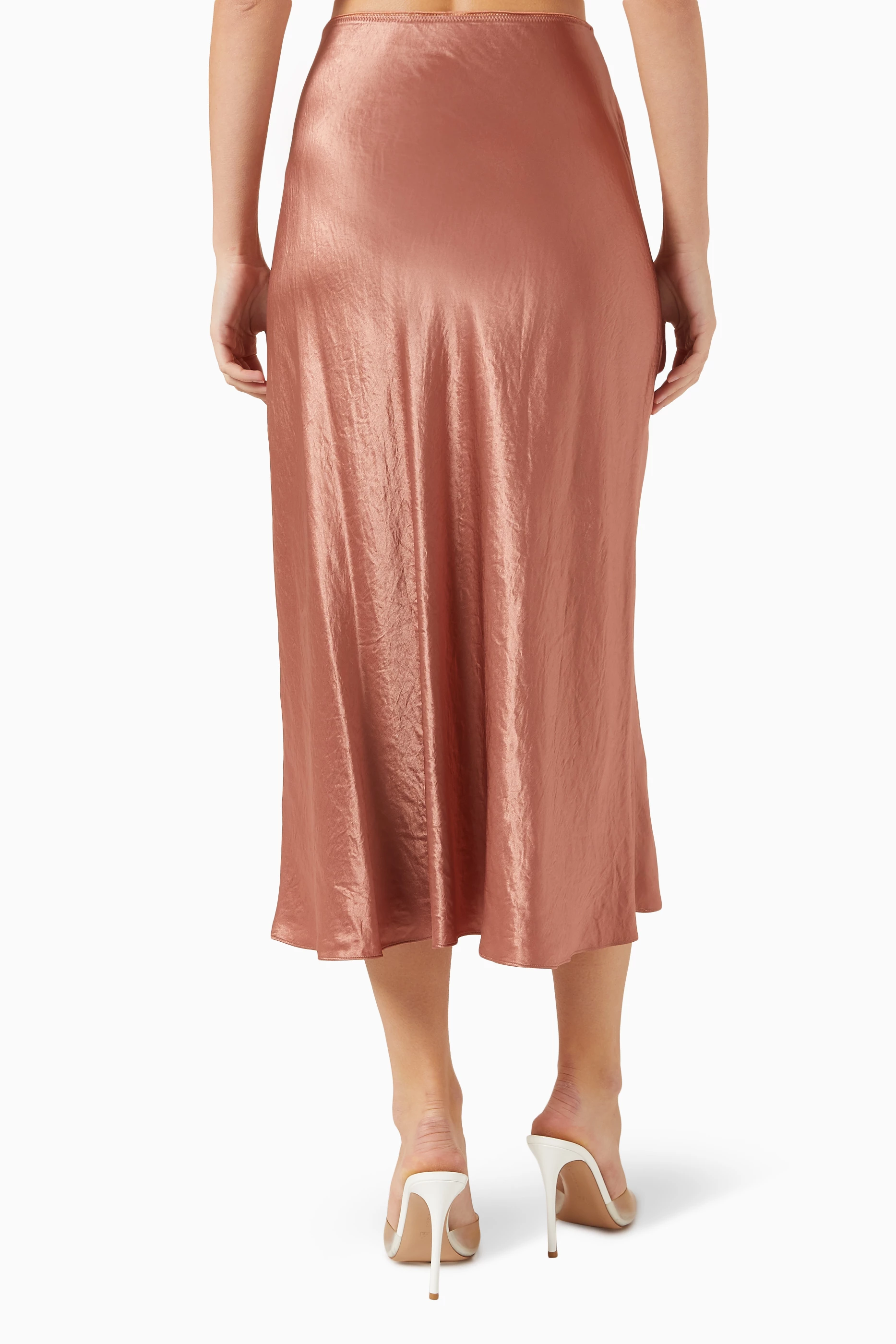 Buy Vince Red Slip Midi Skirt in Satin For Women Online Ounass Saudi