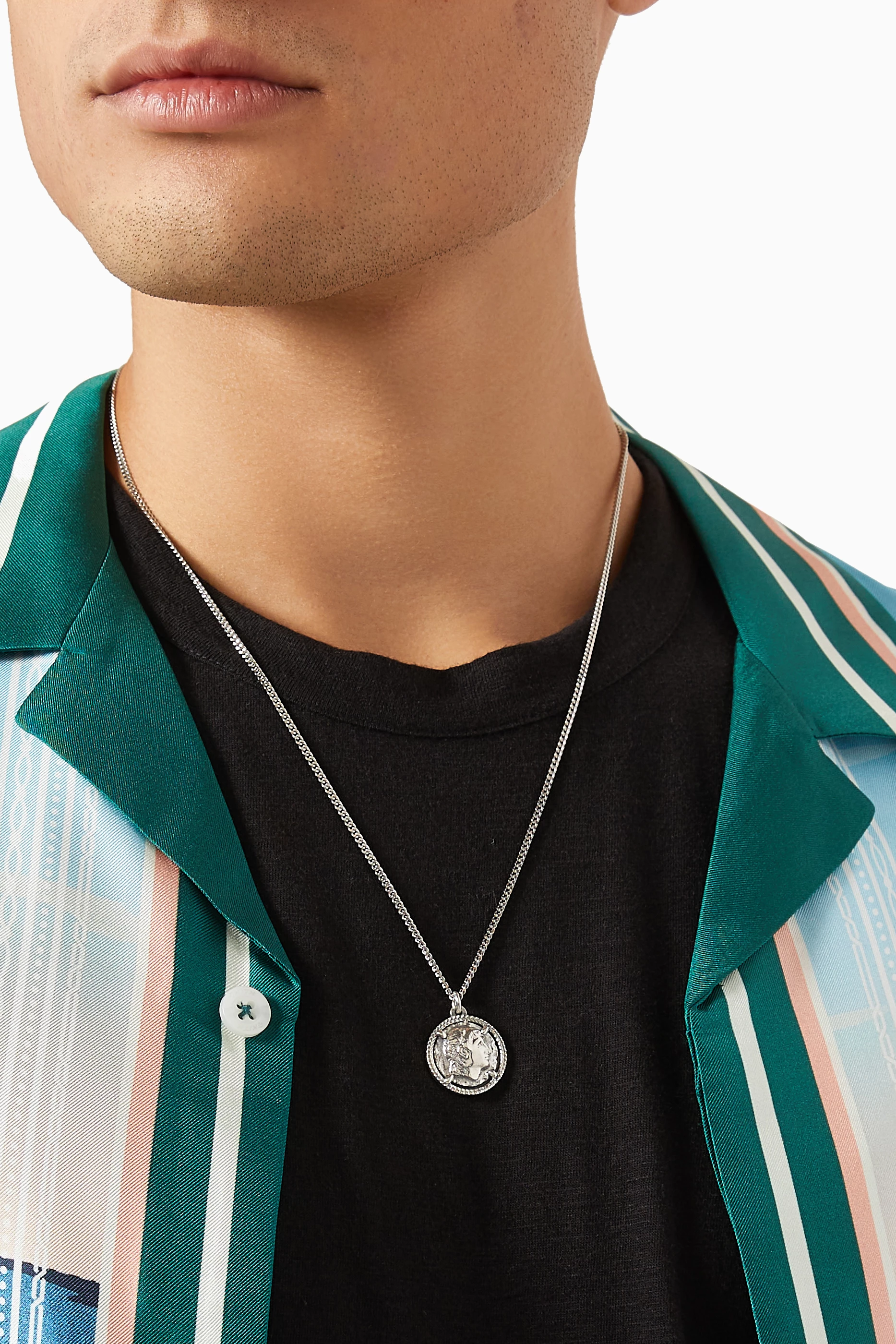 Buy Emanuele Bicocchi Silver Ceaser Coin Pendant Necklace in 