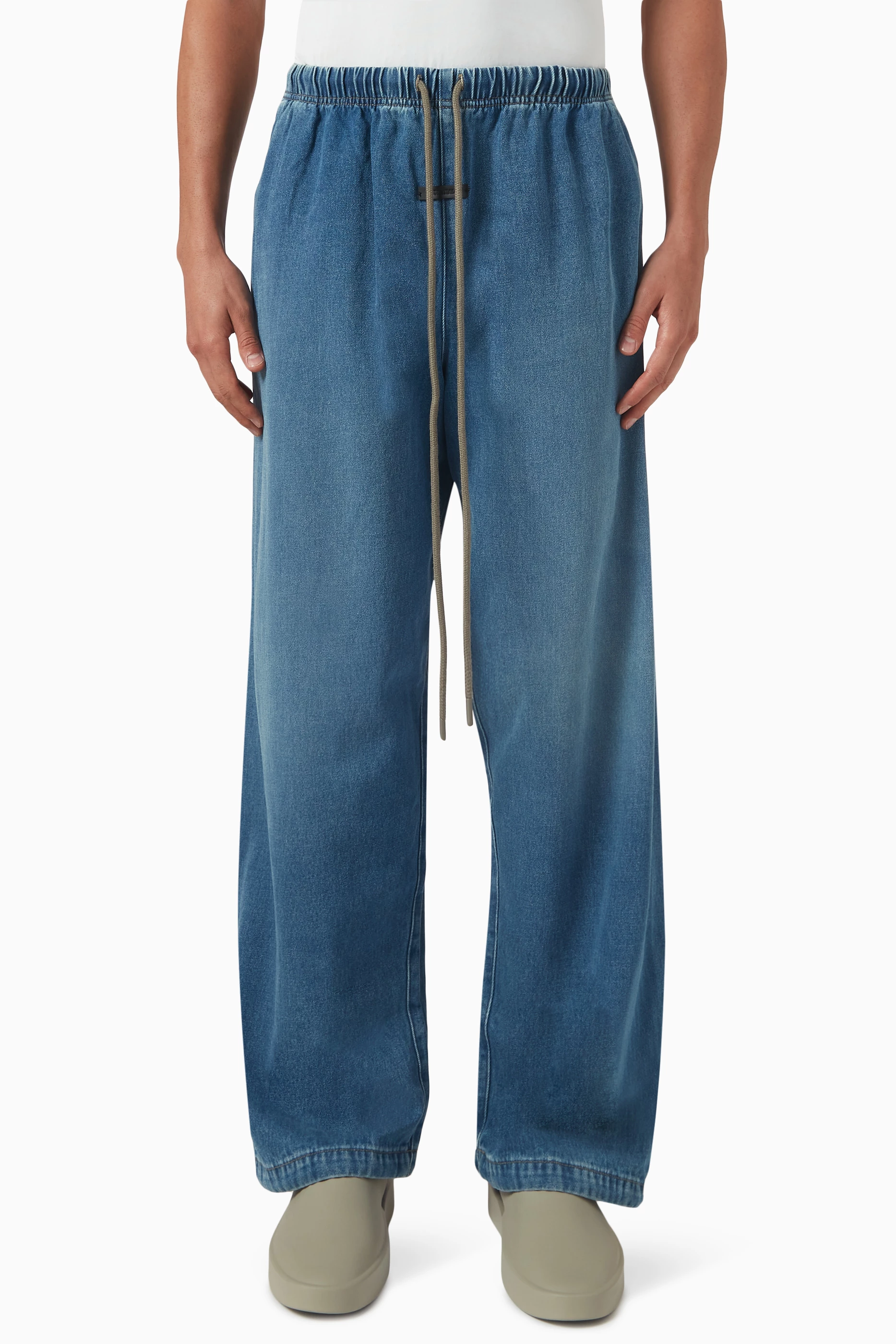 Buy Fear of God Essentials Blue Lounge Pants in Denim For Men