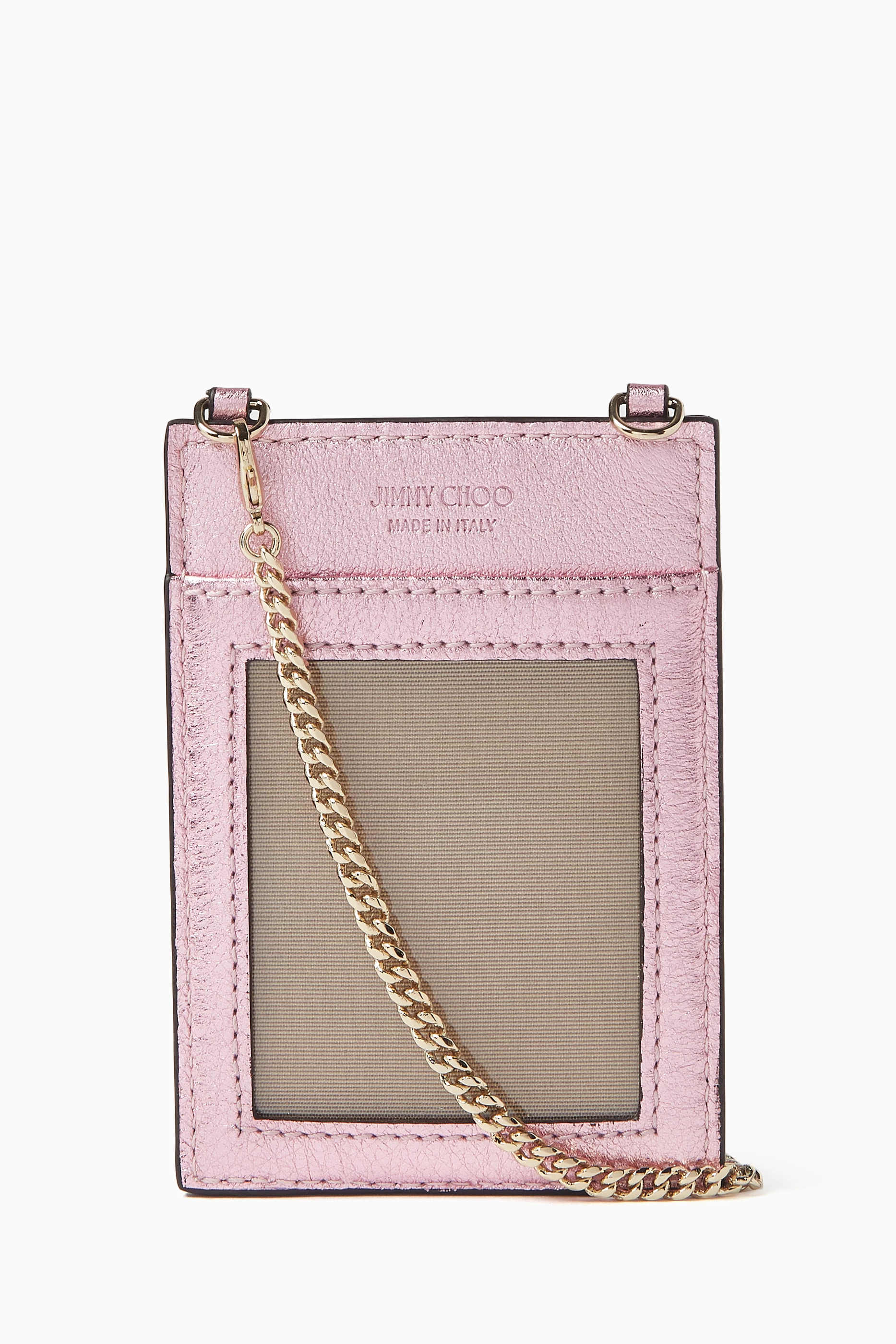 ★ JIMMY CHOO★ JC Chain Cardholder【多色在庫】 CARD HOLDER W/CHAIN | Black Leather Card Holder with Chain