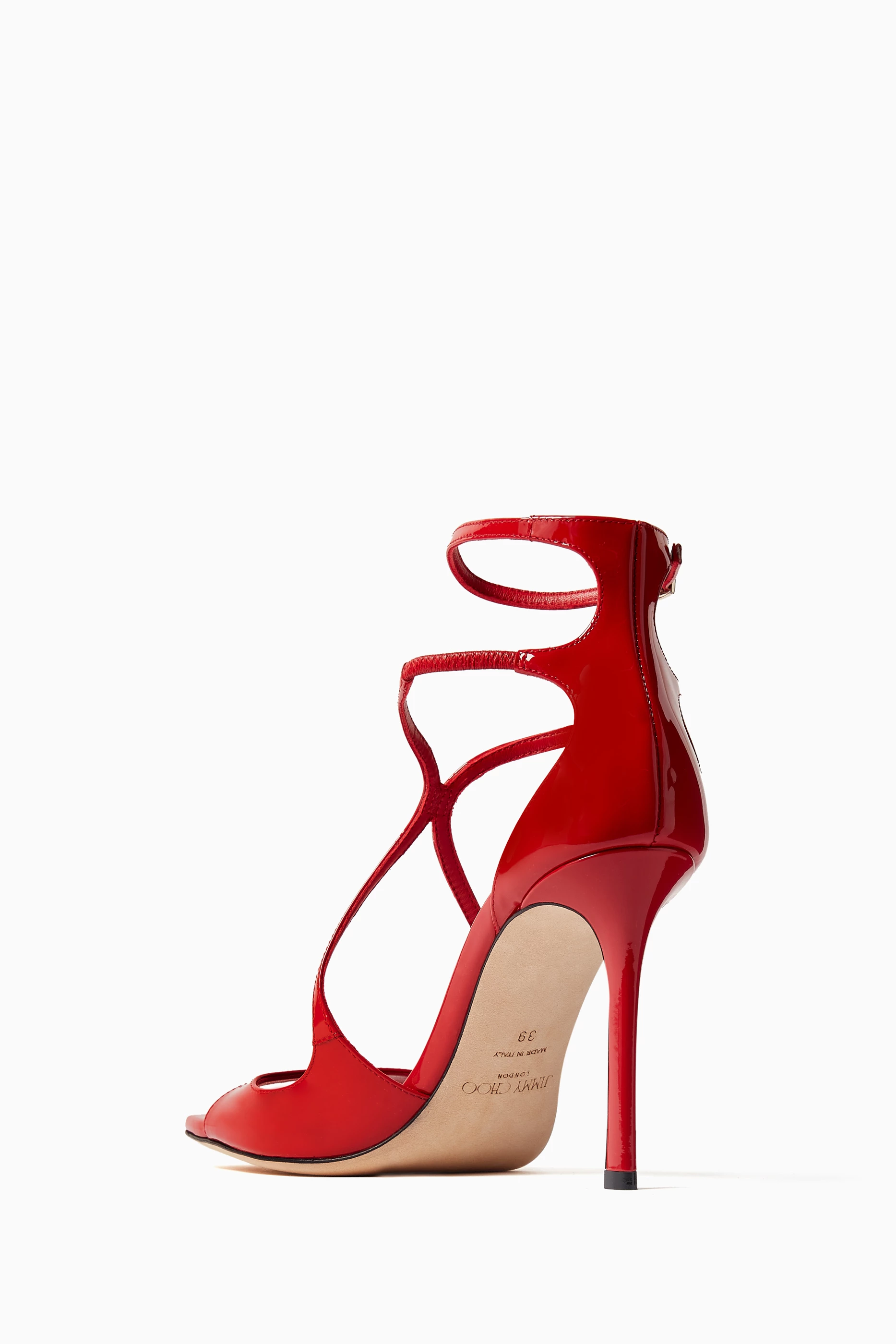 Buy Jimmy Choo Red Azia 95 Sandals in Patent Leather For Women