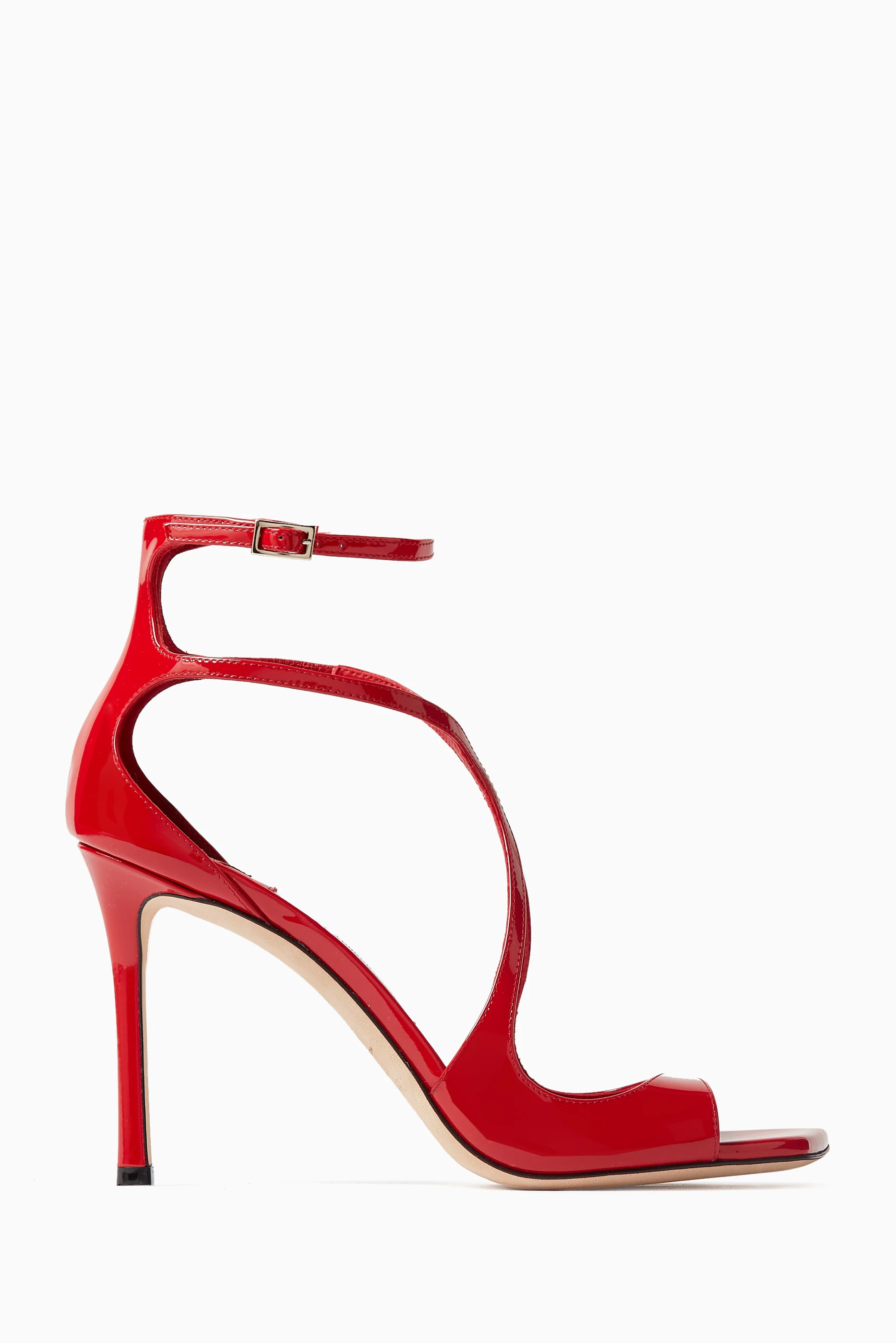 Buy Jimmy Choo Red Azia 95 Sandals in Patent Leather For