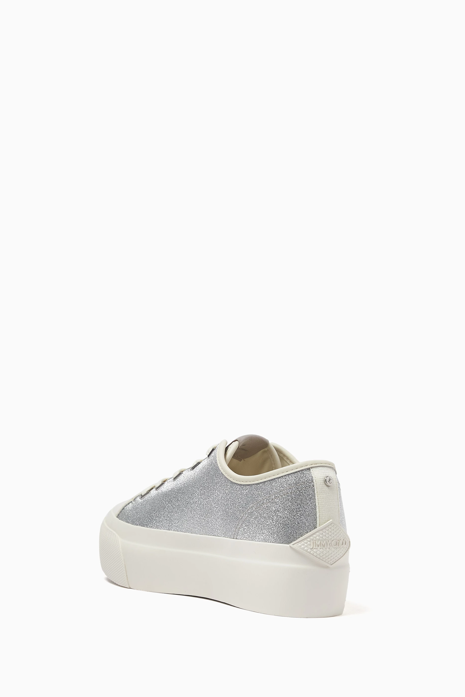 Buy Jimmy Choo Silver Palma Maxi Sneakers in Metallic Canvas