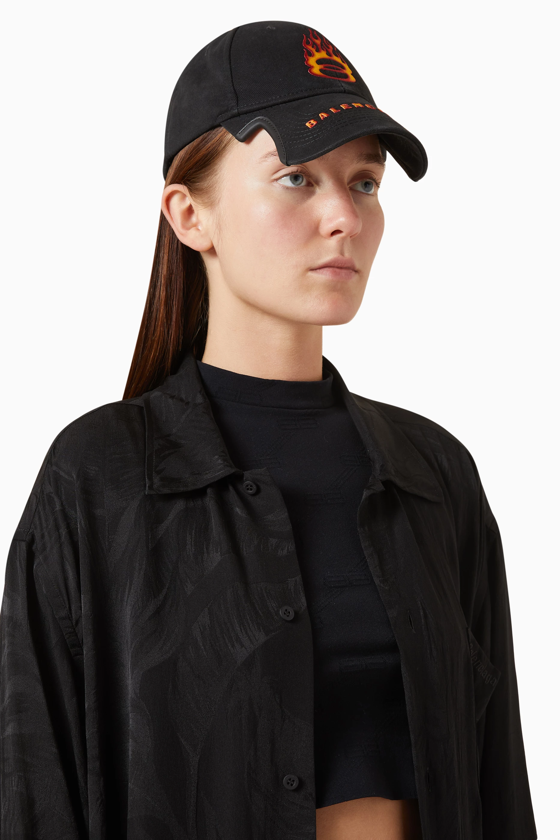 Buy Balenciaga Black Burning Unity Cap in Cotton Drill For UNISEX