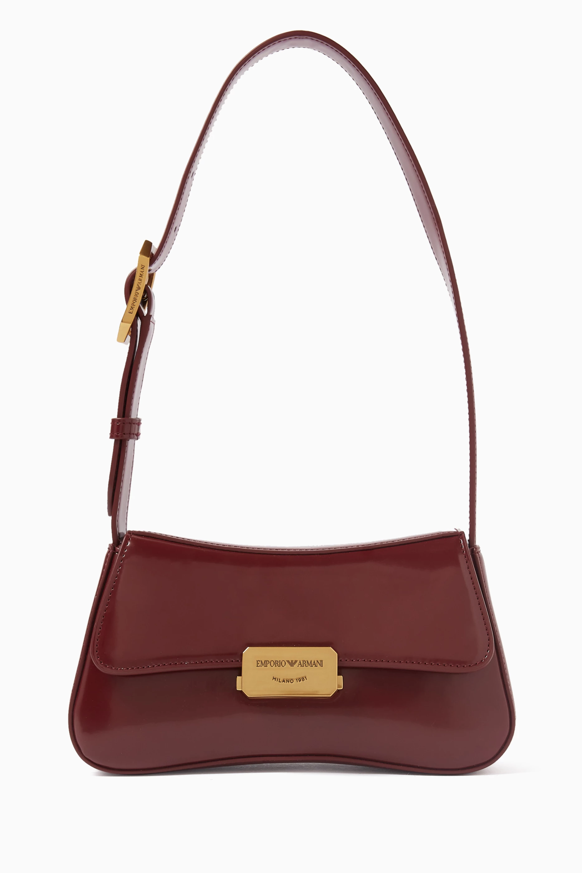 Buy Emporio Armani Red Baguette Shoulder Bag in Patent Faux 