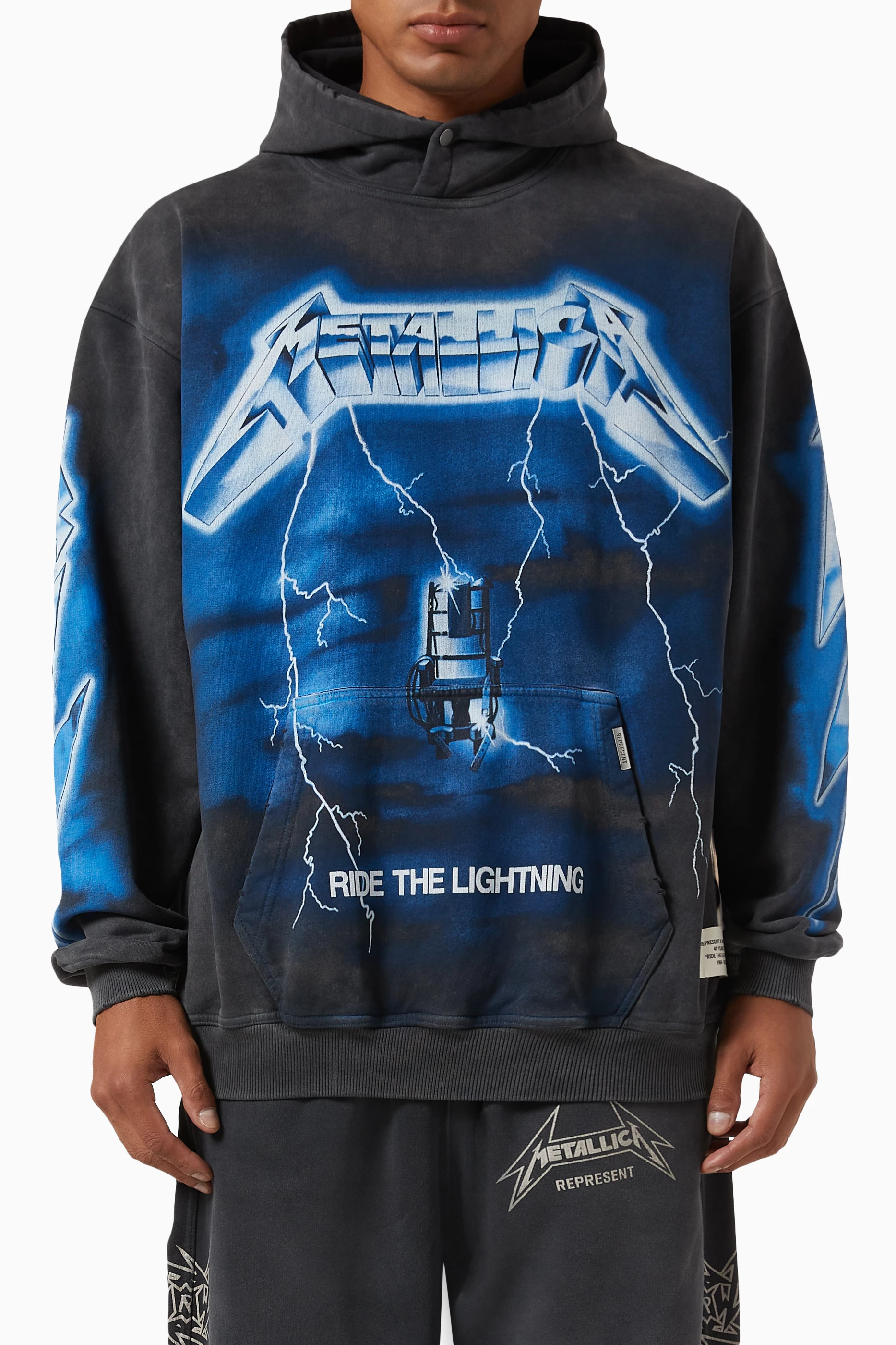 Buy Represent Grey x Metallica Ride the Lightening Hoodie in Cotton For Men Online Ounass Saudi