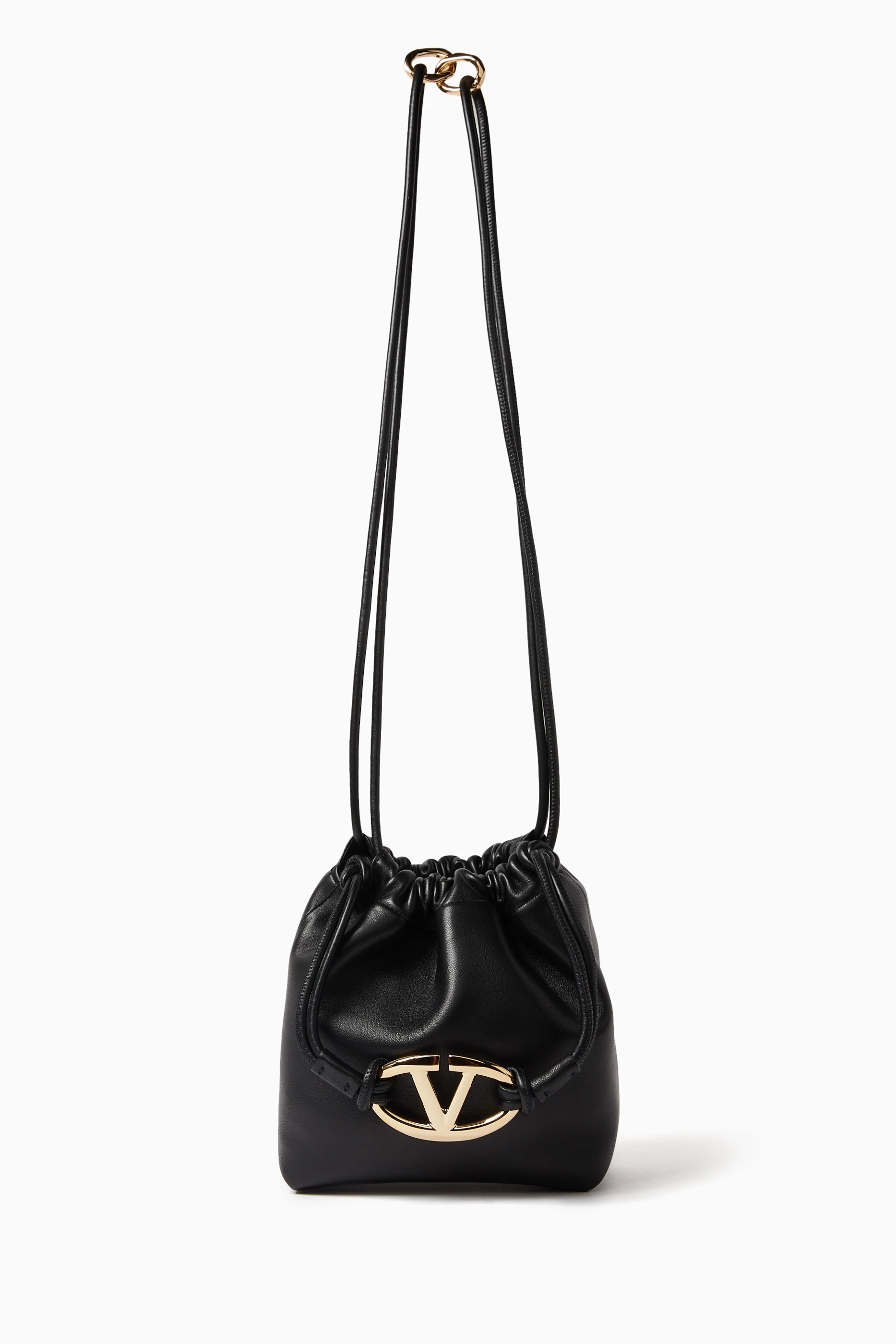 Buy Valentino Garavani Black Valentino Garavani Mini VLOGO Pouf Bucket Bag in Leather For Women Online Ounass Saudi