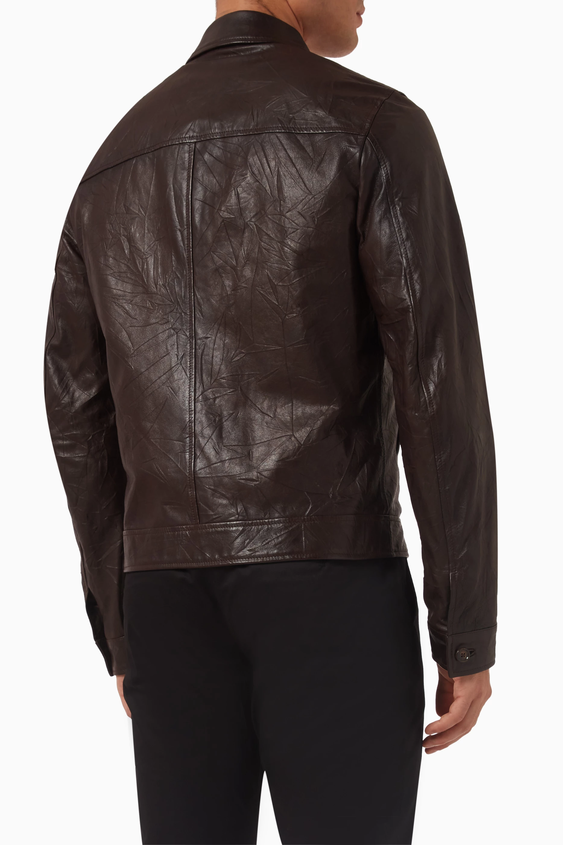 Buy Dolce & Gabbana Brown Zip-up Jacket in Leather For Men Online 