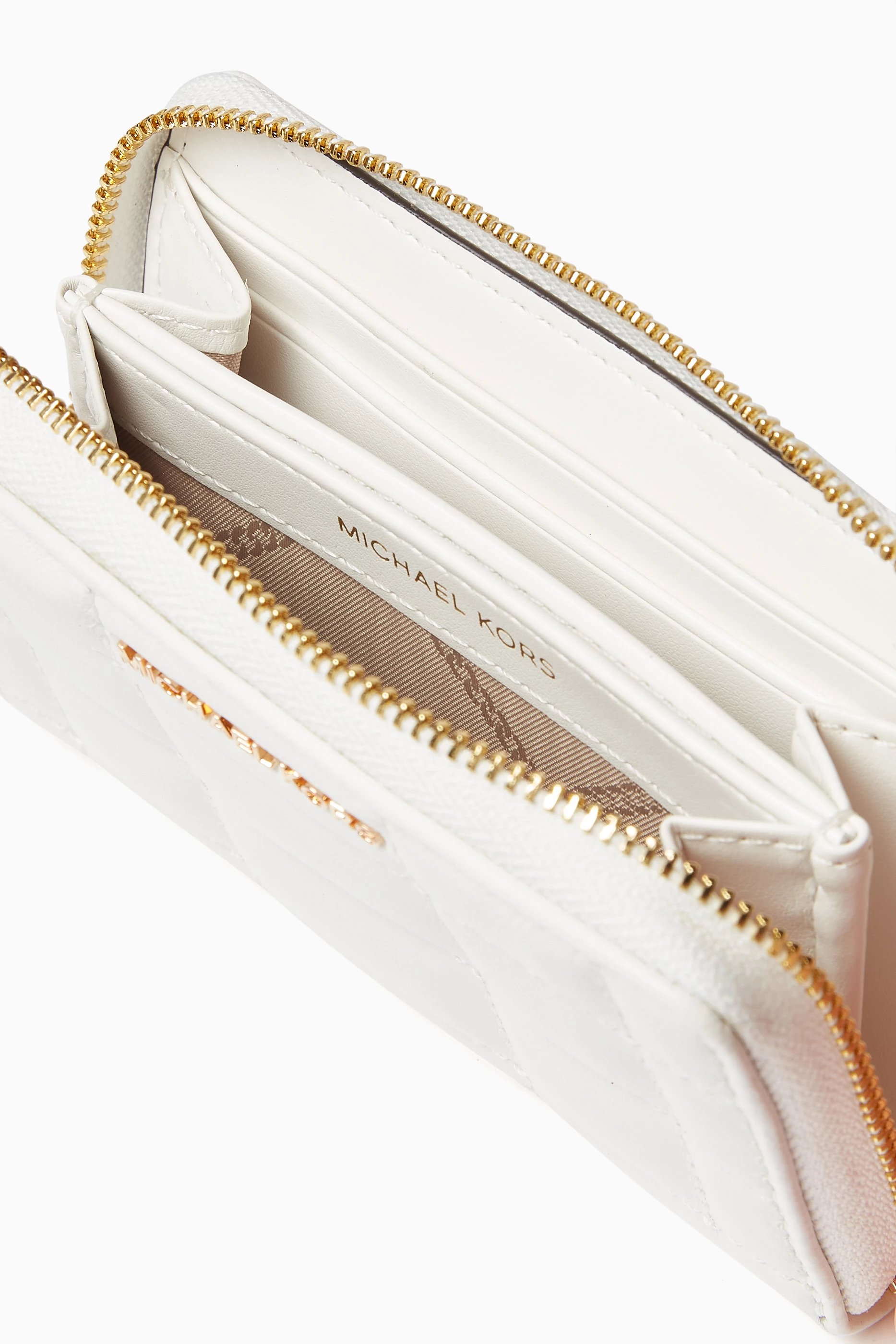 Buy Michael Kors White Small Quilted Wallet in Leather For Women Online Ounass Saudi