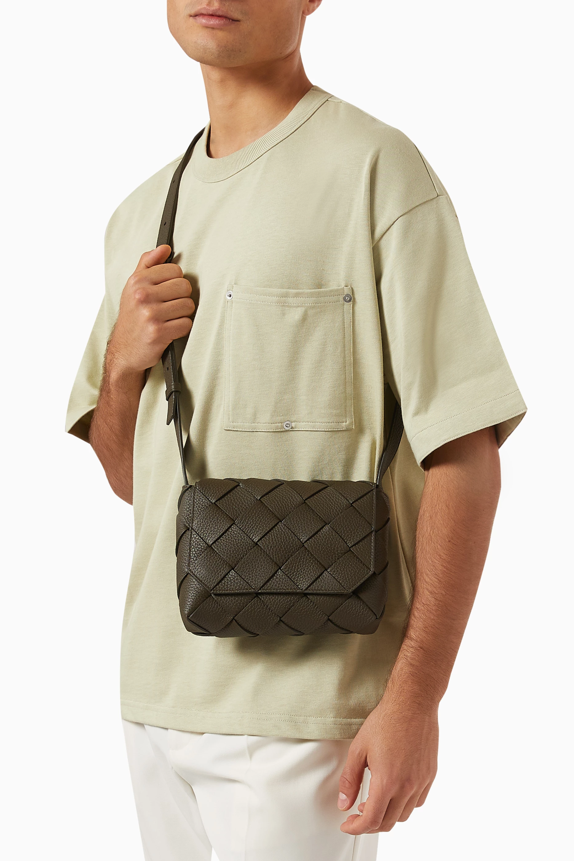 【Bottega Veneta】 Diago Crossbody Bag Khaki Bottega Veneta® Men's Diago in Travertine. Shop online now.