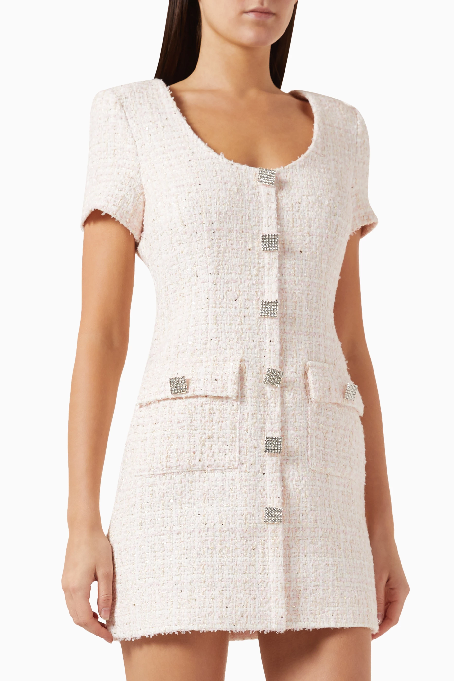 Buy Rotate Birger Christensen Pink Boucle Mini Dress in