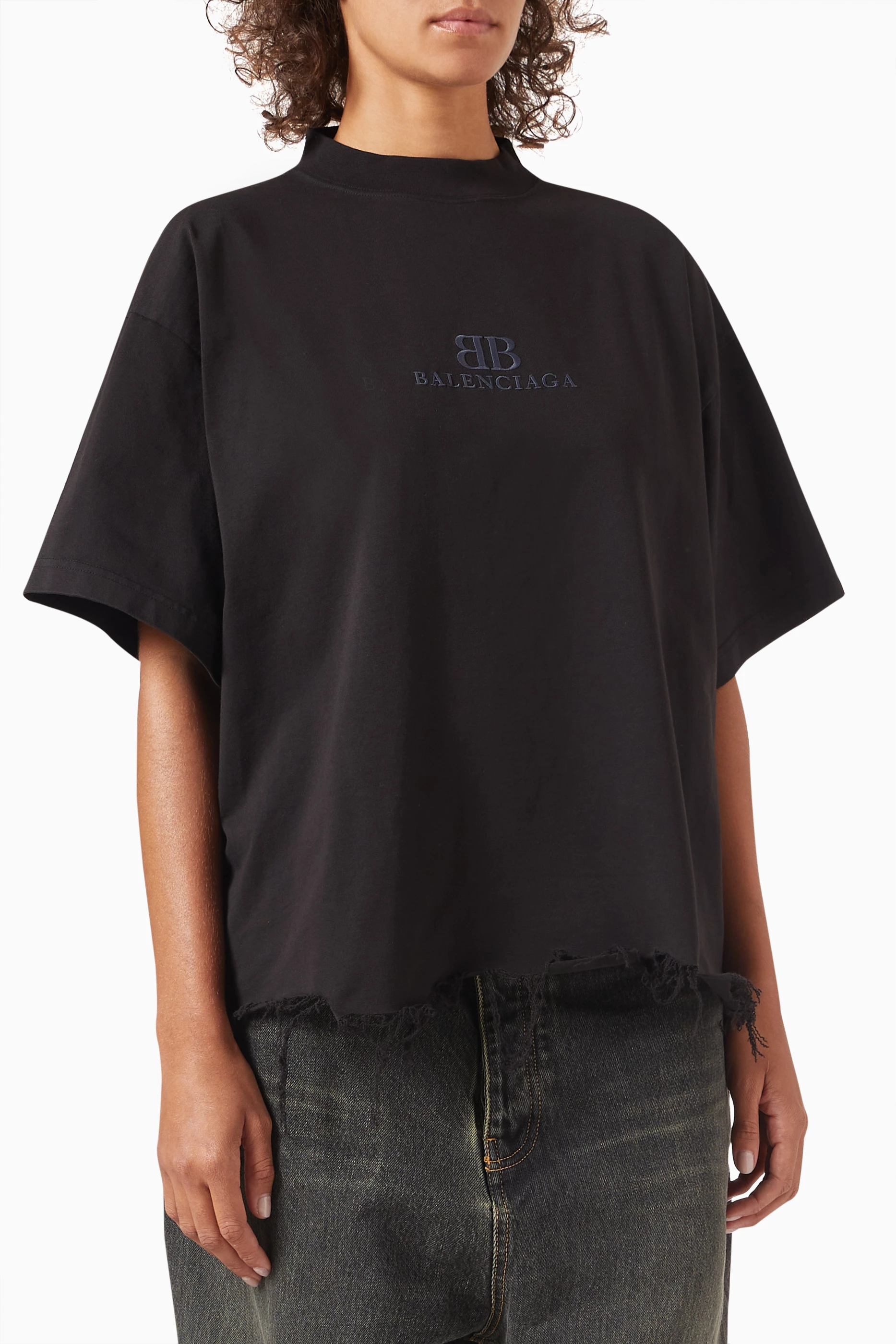 Tシャツ・カットソー Balenciaga Nano Bb Cropped T-Shirt In Cotton 18cc3dd538304107b1d97bba3348bb