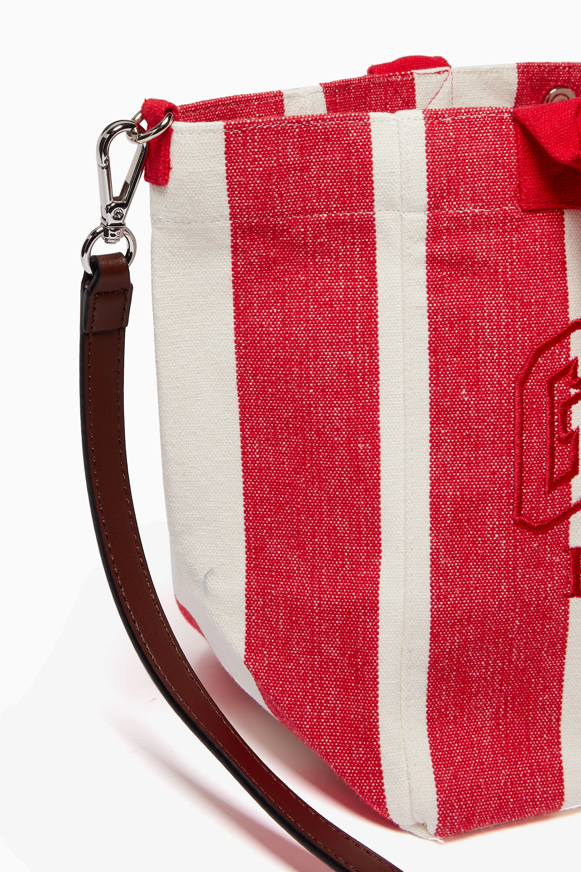 Buy Ganni Red Small Easy Shopper Tote Bag in Recycled Cotton