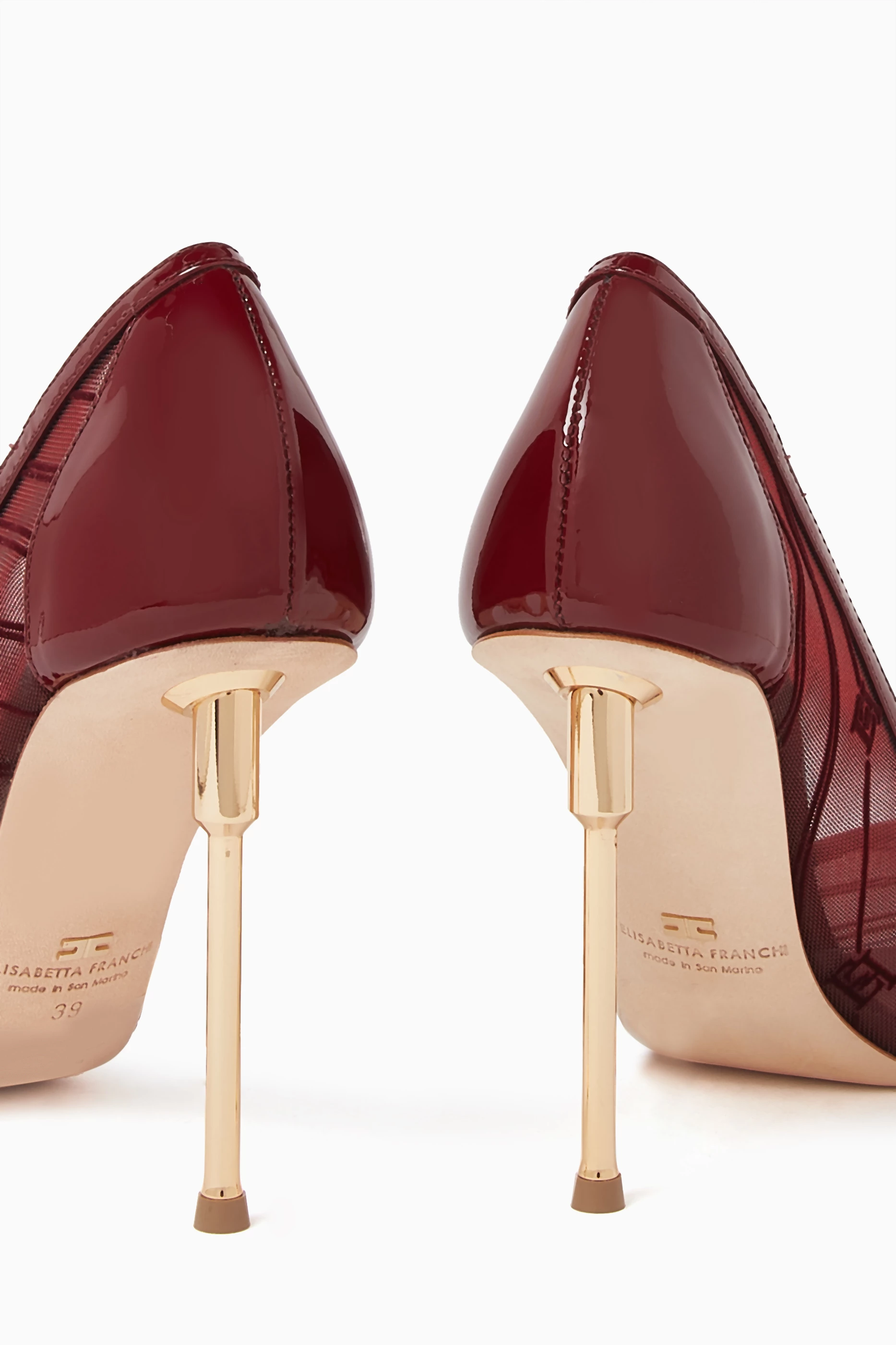 Buy Elisabetta Franchi Burgundy Logo 100 Pumps in Flocked