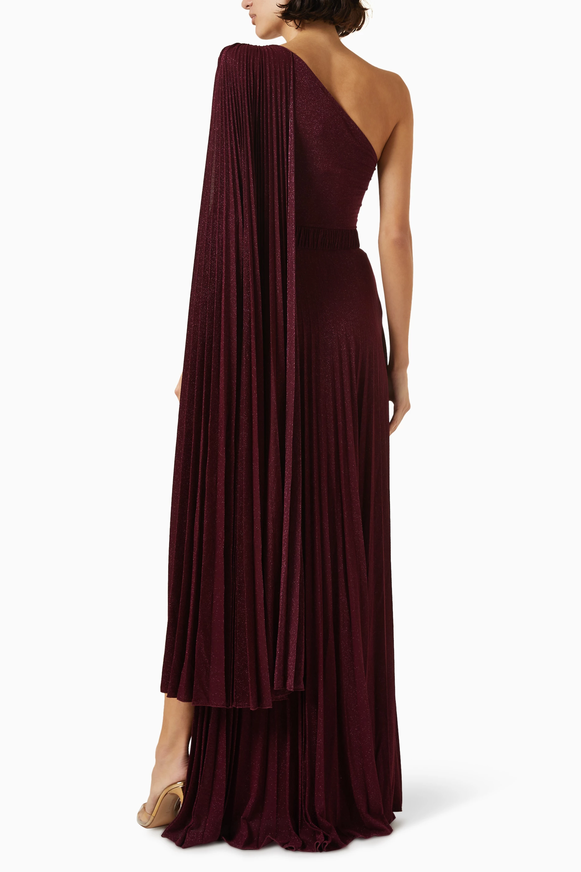 ワンピース ELISABETTA FRANCHI Woman Dress Brown AB719 644 Elisabetta Franchi pleated lurex jersey dress with belt for