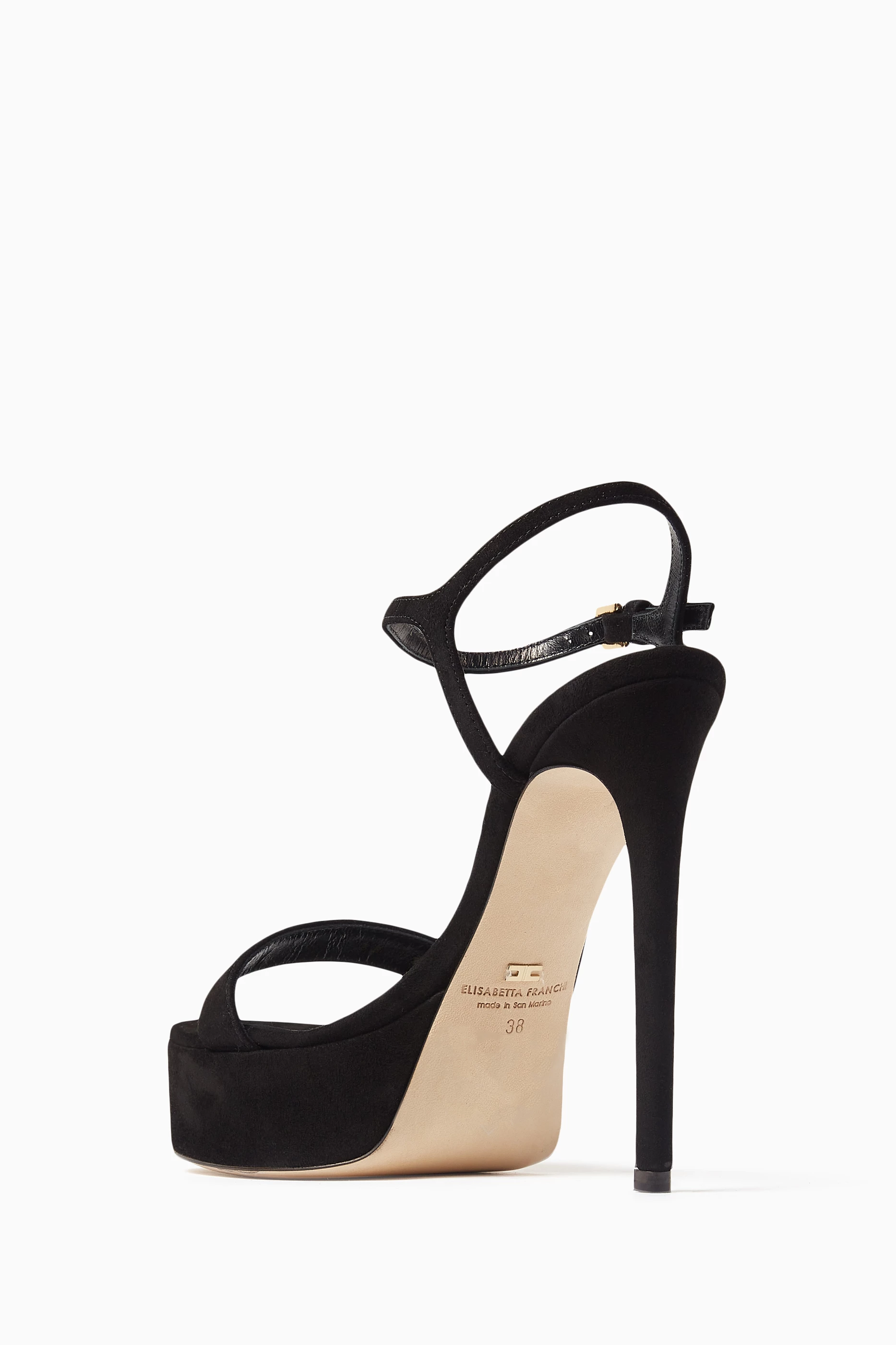 サンダル・ミュール ELISABETTA FRANCHI Suede chain sandals Crown platform sandals in suede | Elisabetta Franchi