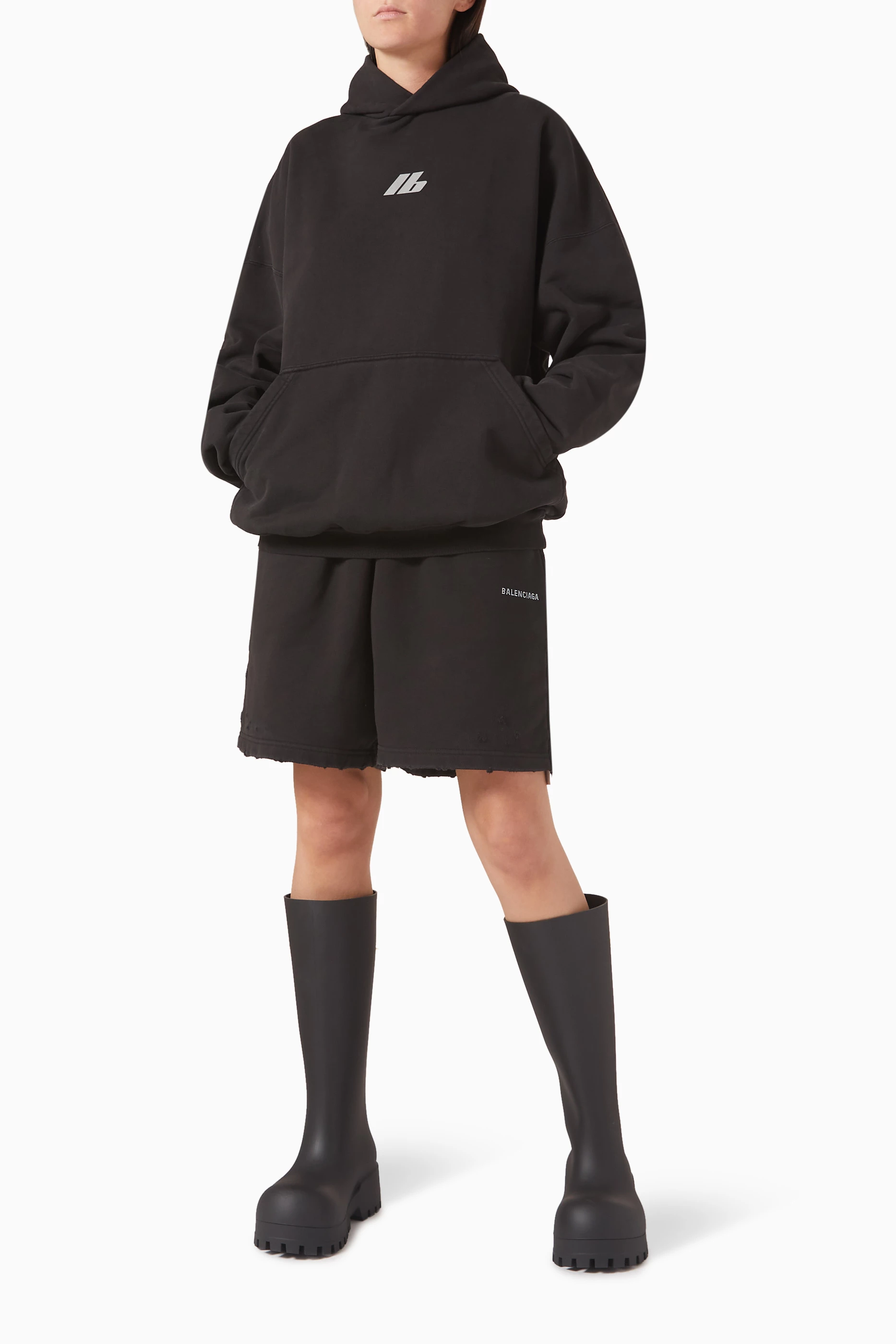 Buy Balenciaga Black Unisex Activewear Oversized Hoodie in