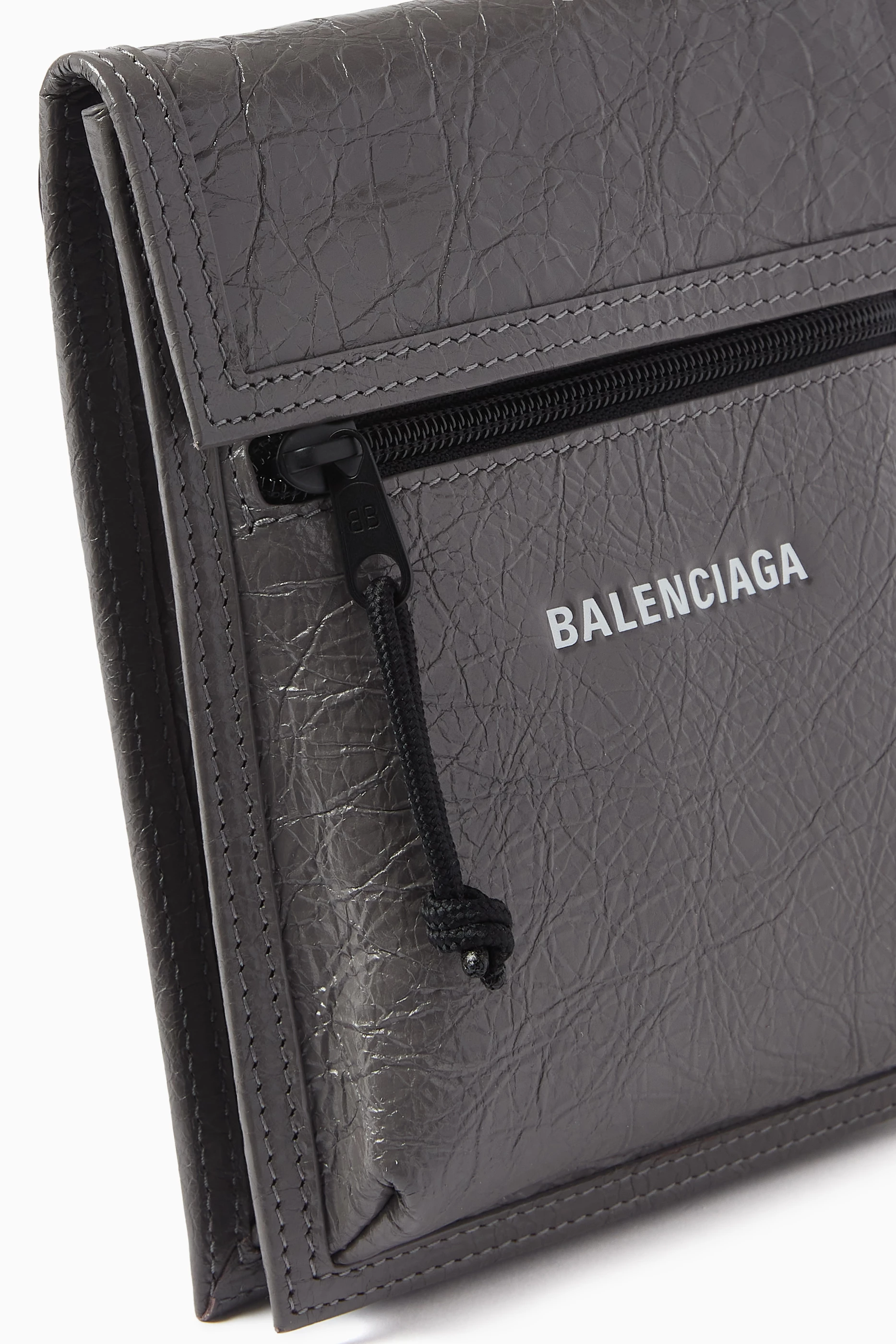 Buy Balenciaga Grey Small Explorer Pouch Bag in Leather For Men Online Ounass Saudi