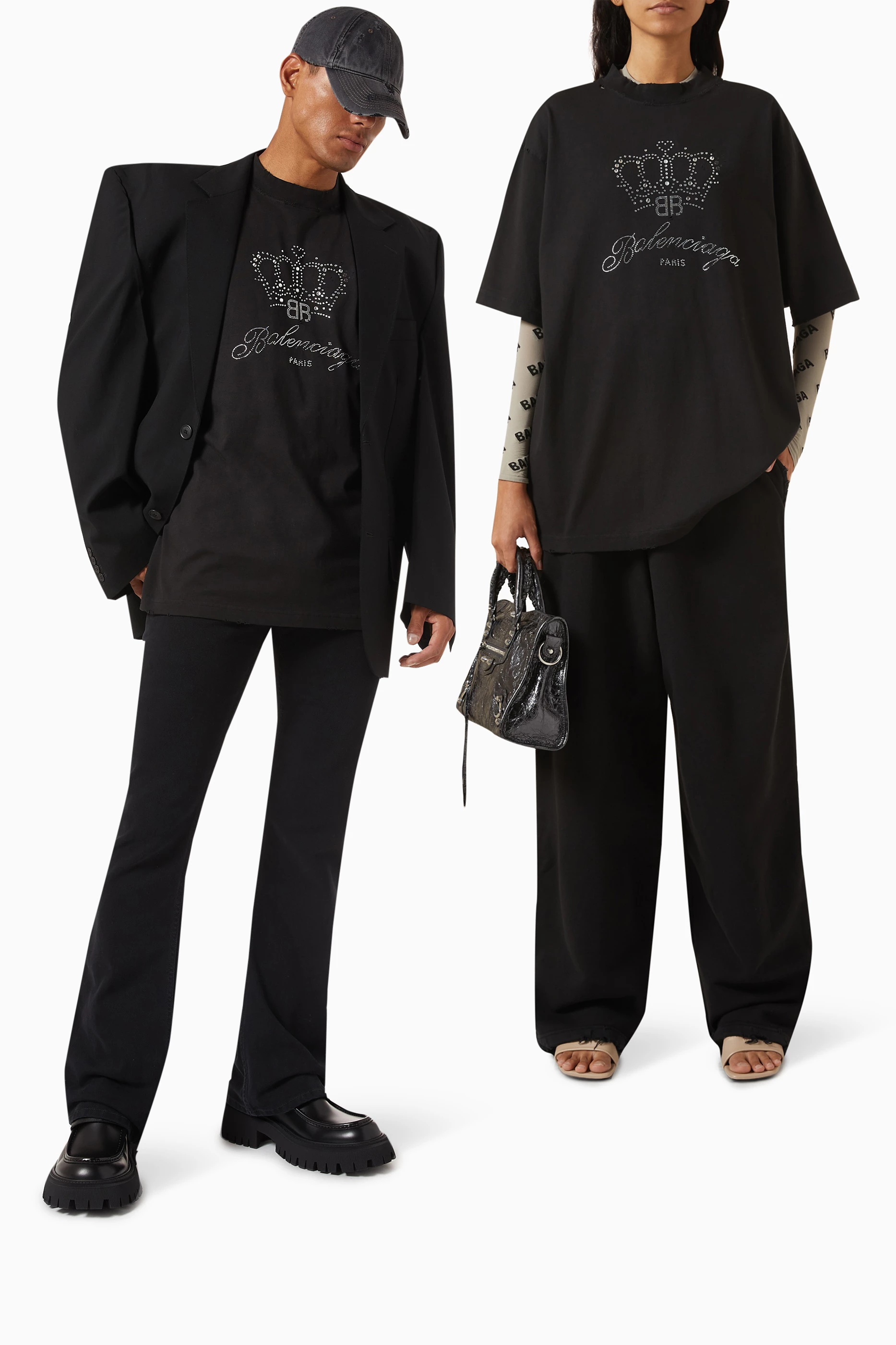 新しいブランド Motel BB Unisex Black Balenciaga Buy Medium-fit in T-shirt トップス