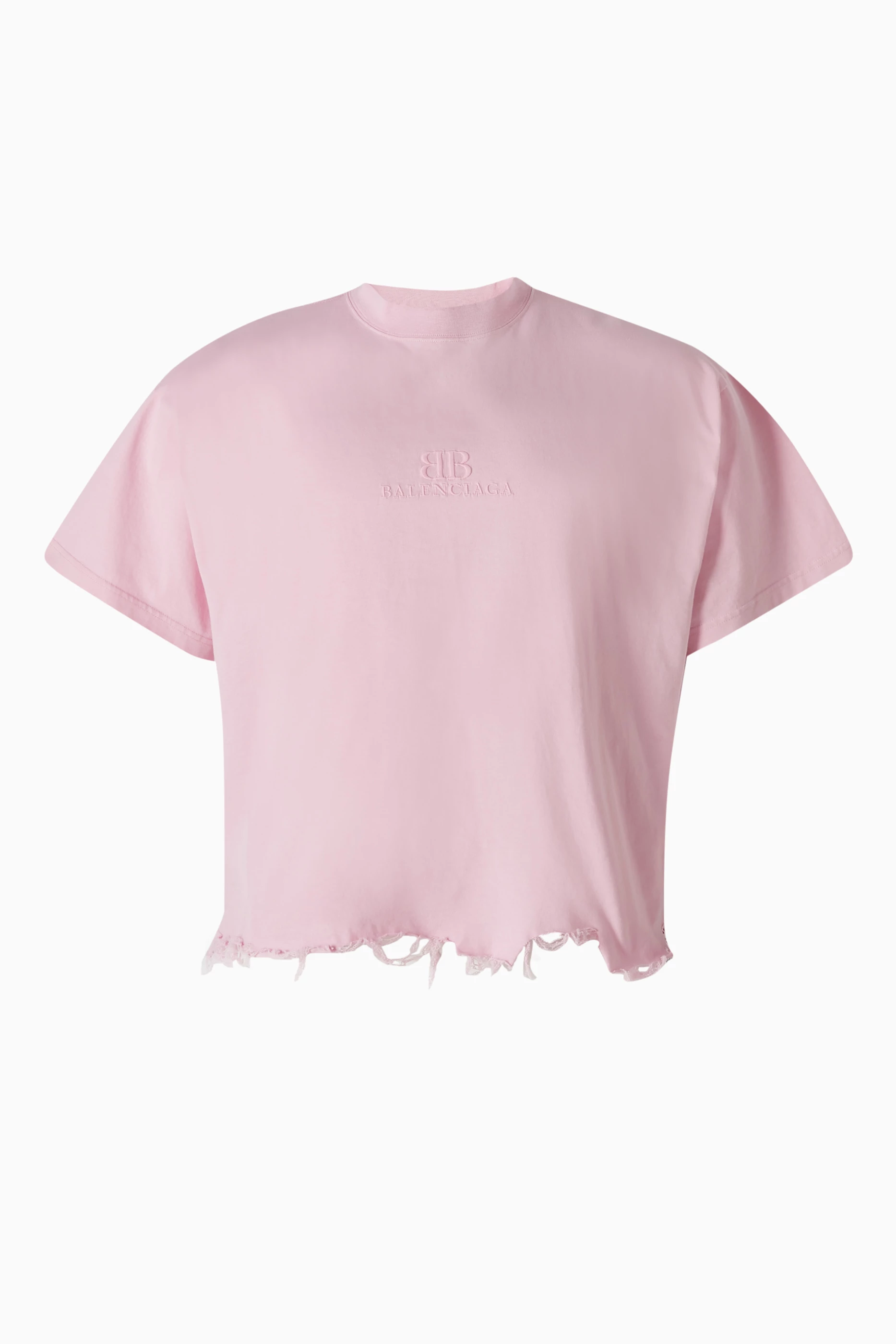 Buy Balenciaga Pink Unisex BB Classic Cropped Oversized T shirt For UNISEX Online Ounass Saudi