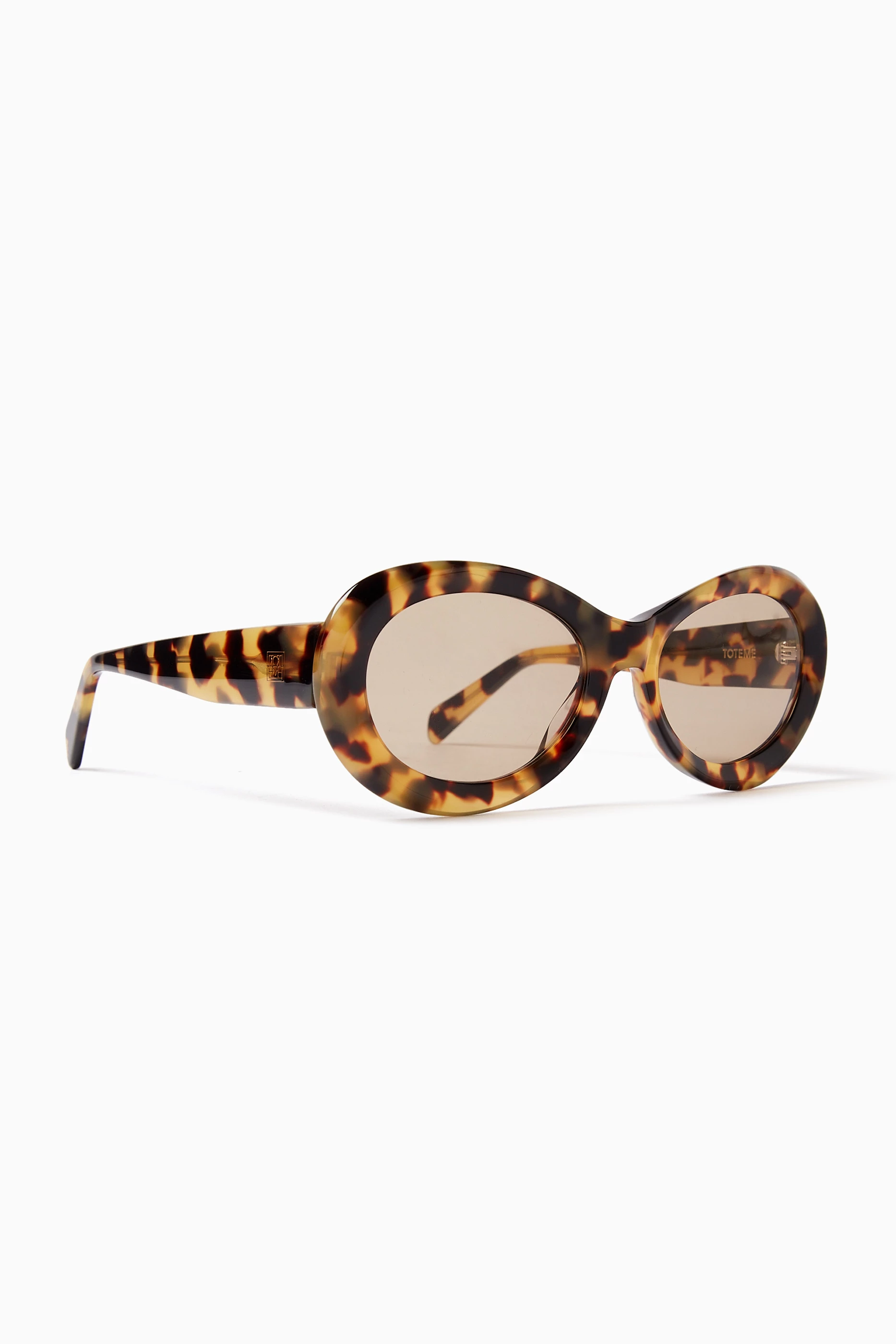 Toteme Light Olive Brown/beige Sunglasses Oval sunglasses tortoise – TOTEME main image 2
