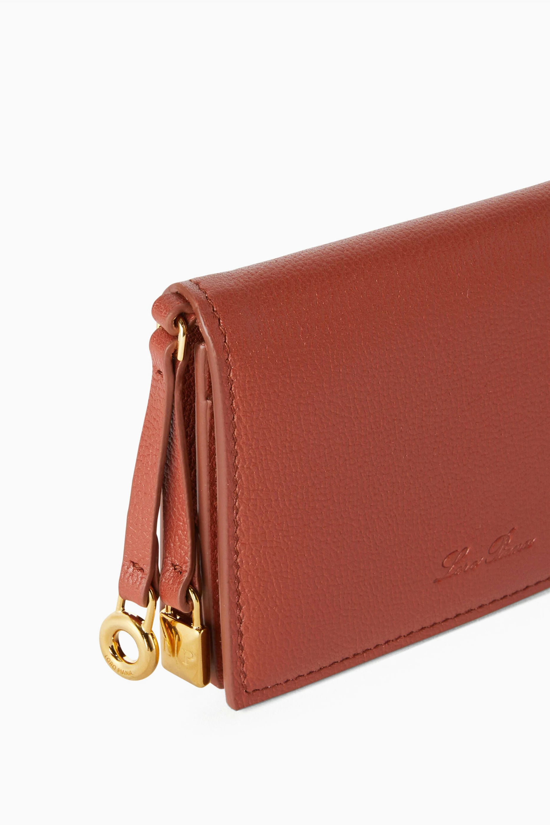 Buy Loro Piana Red Extra Card Holder in Grained Calfskin For Women