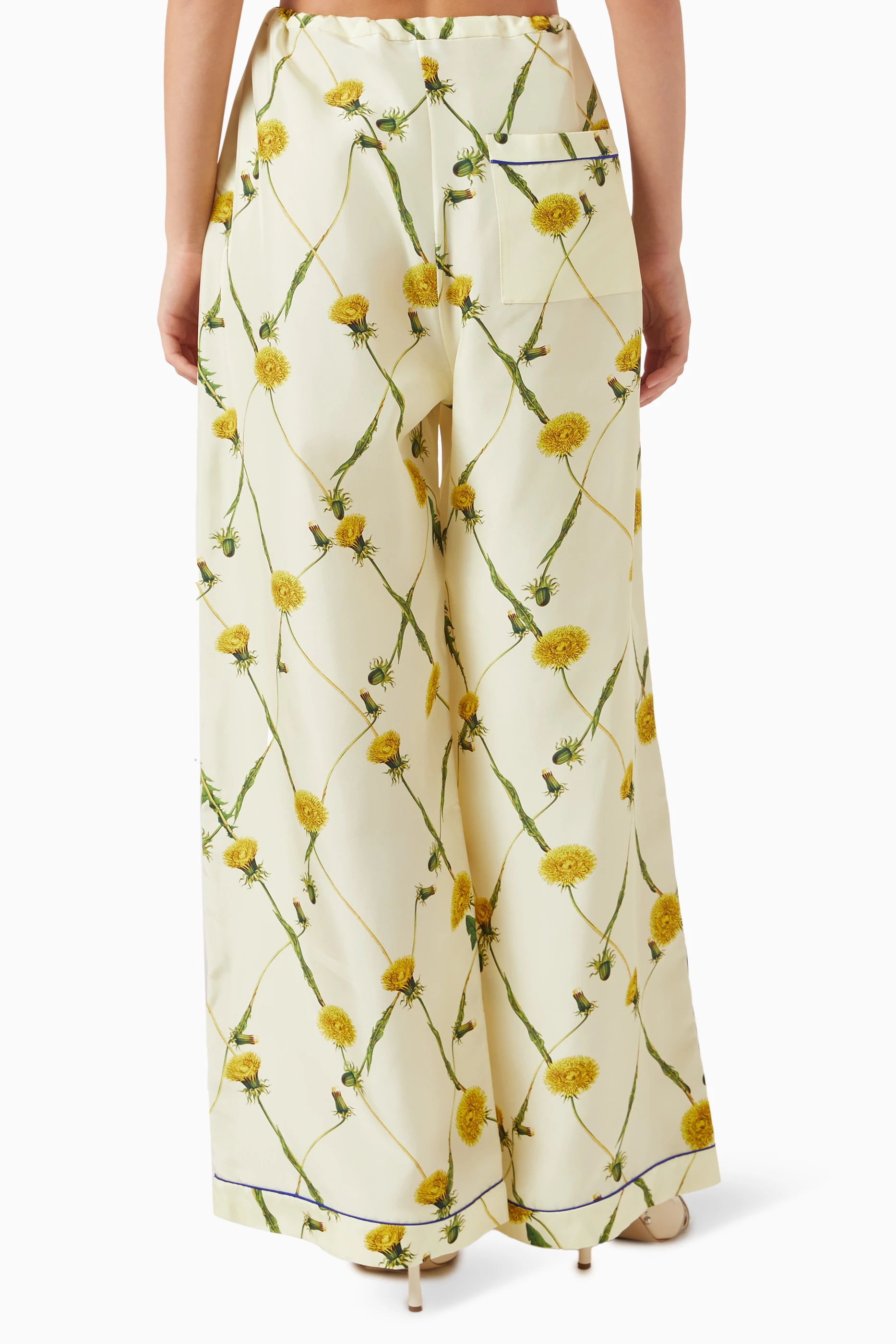 パンツ BURBERRY Woman Pants Yellow 8081252 LFBTQ Burberry - Wide-Leg Checked Virgin Wool-Twill Trousers