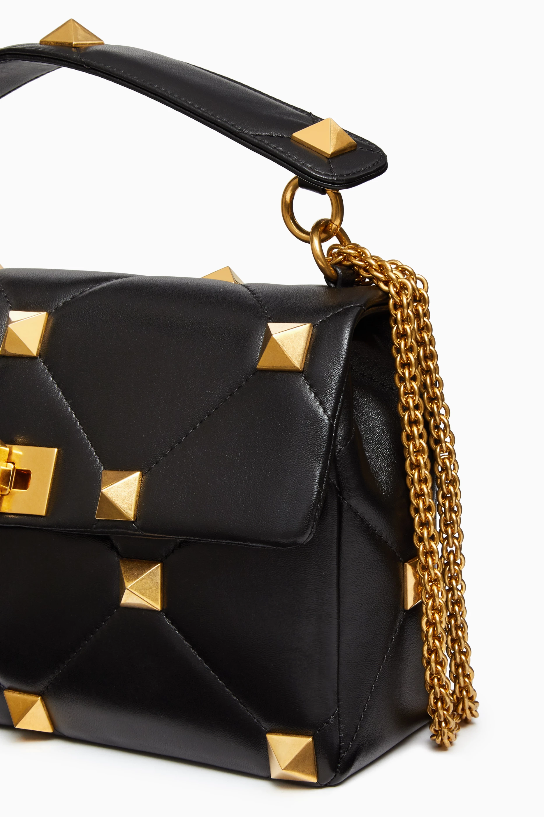 Buy Valentino Garavani Black Valentino Garavani Large Roman Stud Medium Shoulder Bag in Quilted Nappa For Women Online Ounass Saudi
