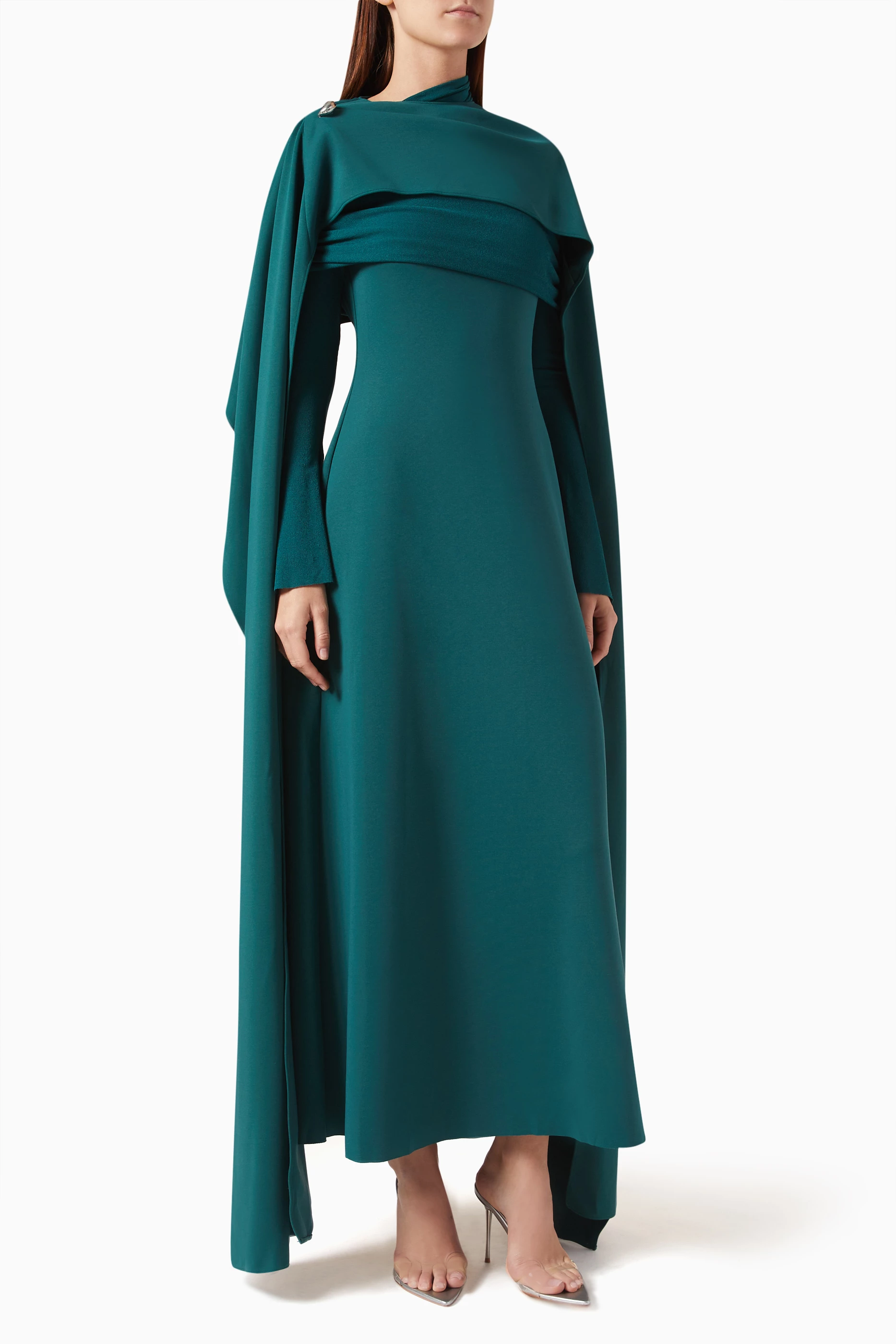 Dione Midi Dress & Cape Set in Double Jersey Knit