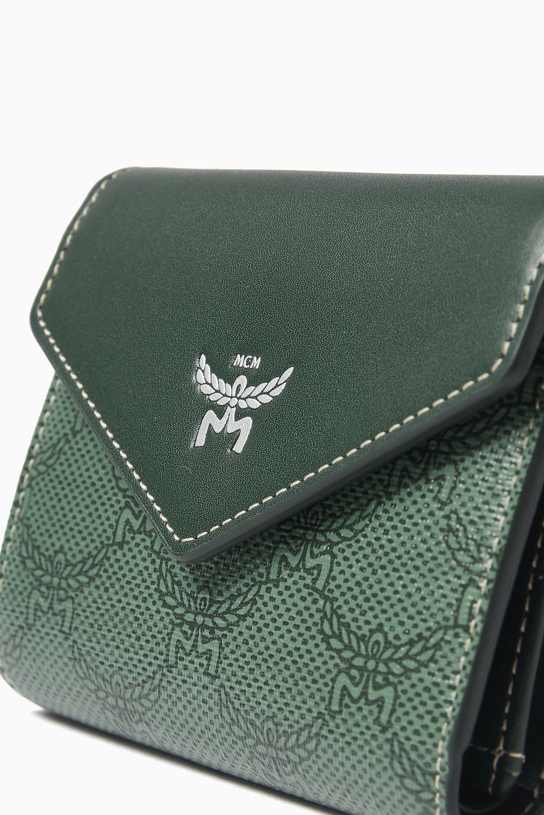 Buy MCM Green Small Tracy Trifold Wallet in Visetos Canvas For Women Online Ounass Saudi