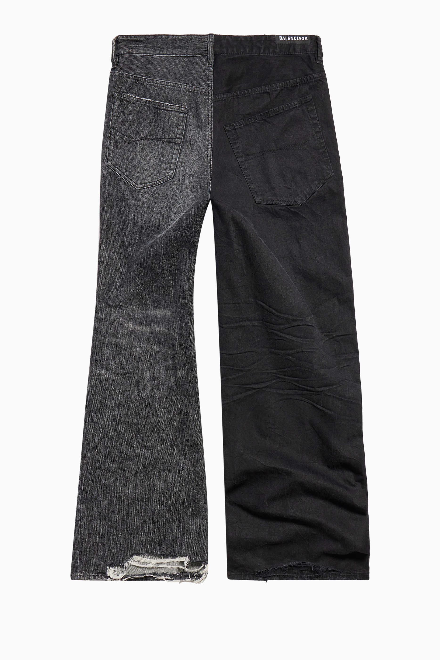 BALENCIAGA TWO-TONE DENIM FIFTY-FIFTY JEANS