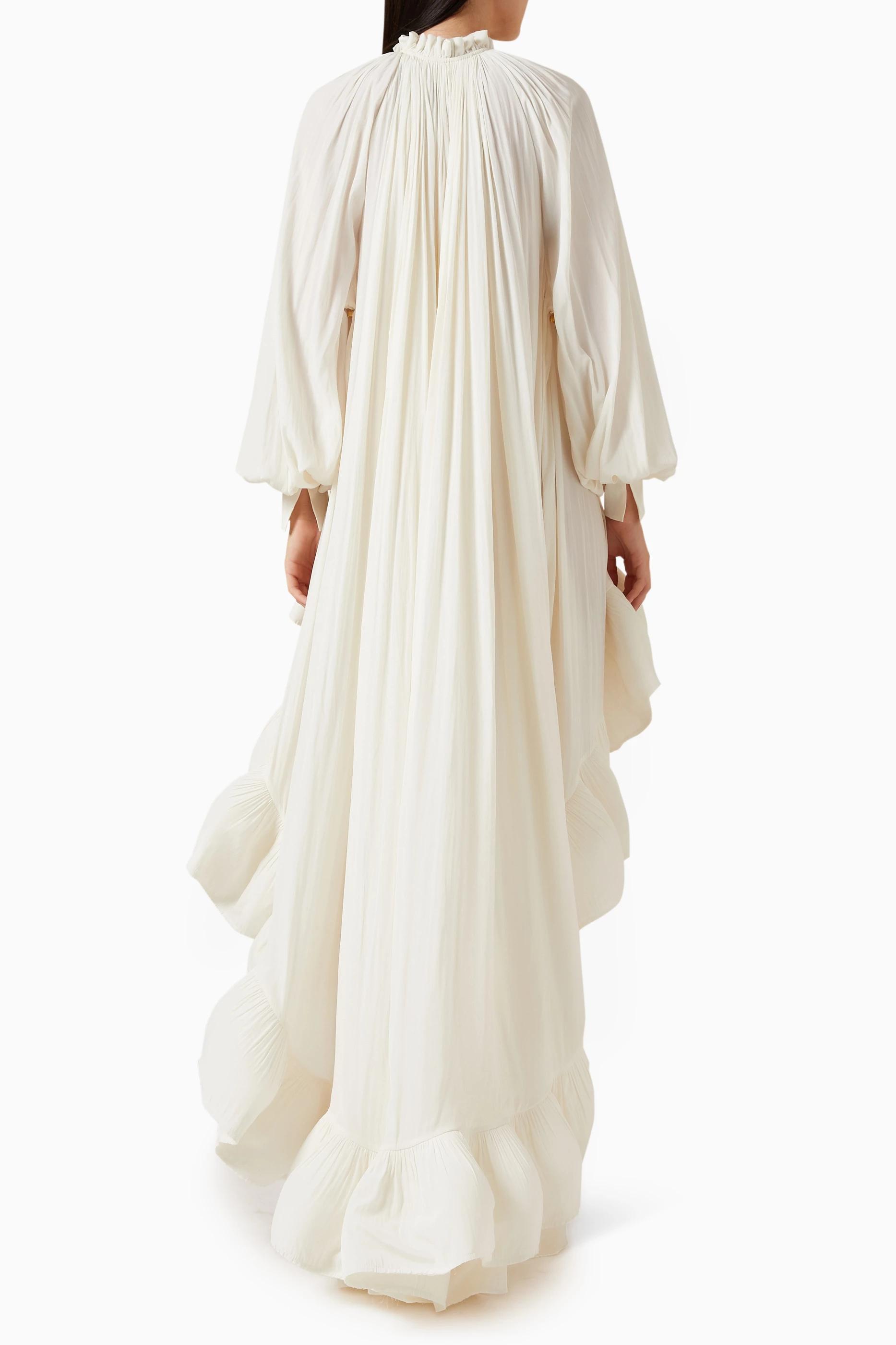 Buy Lanvin White Asymmetrical Ruffle Dress in Charmeuse For Women Online |  Ounass Saudi
