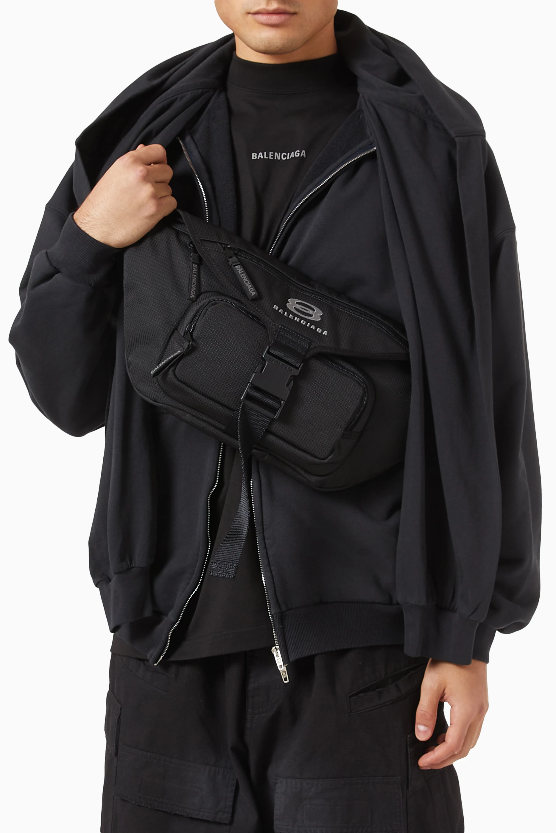 Buy Balenciaga Black Large Unity Beltpack in Water-repellent Nylon