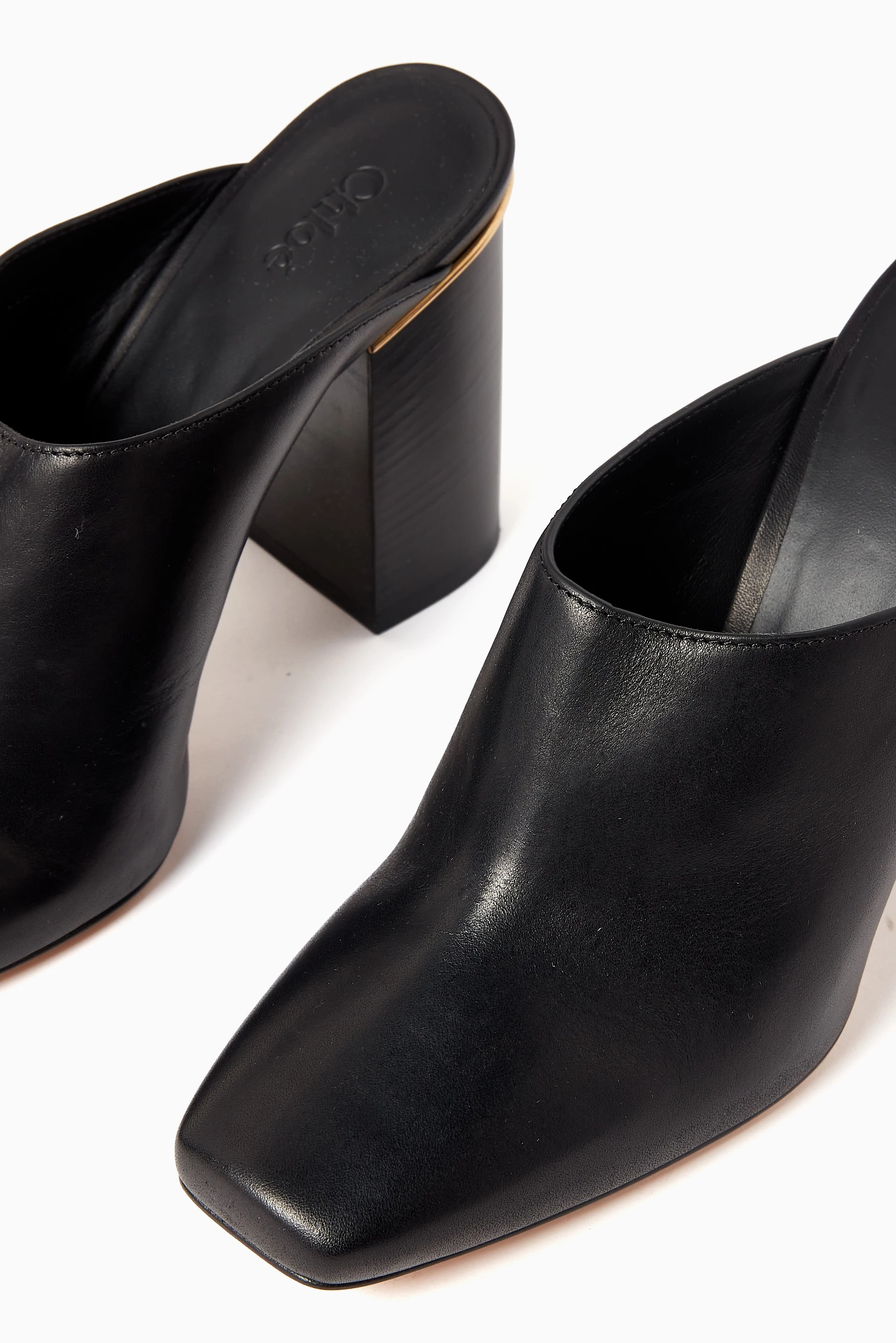 Buy Chloé Black Ambre 95 Mules in Leather For Women Online | Ounass Saudi