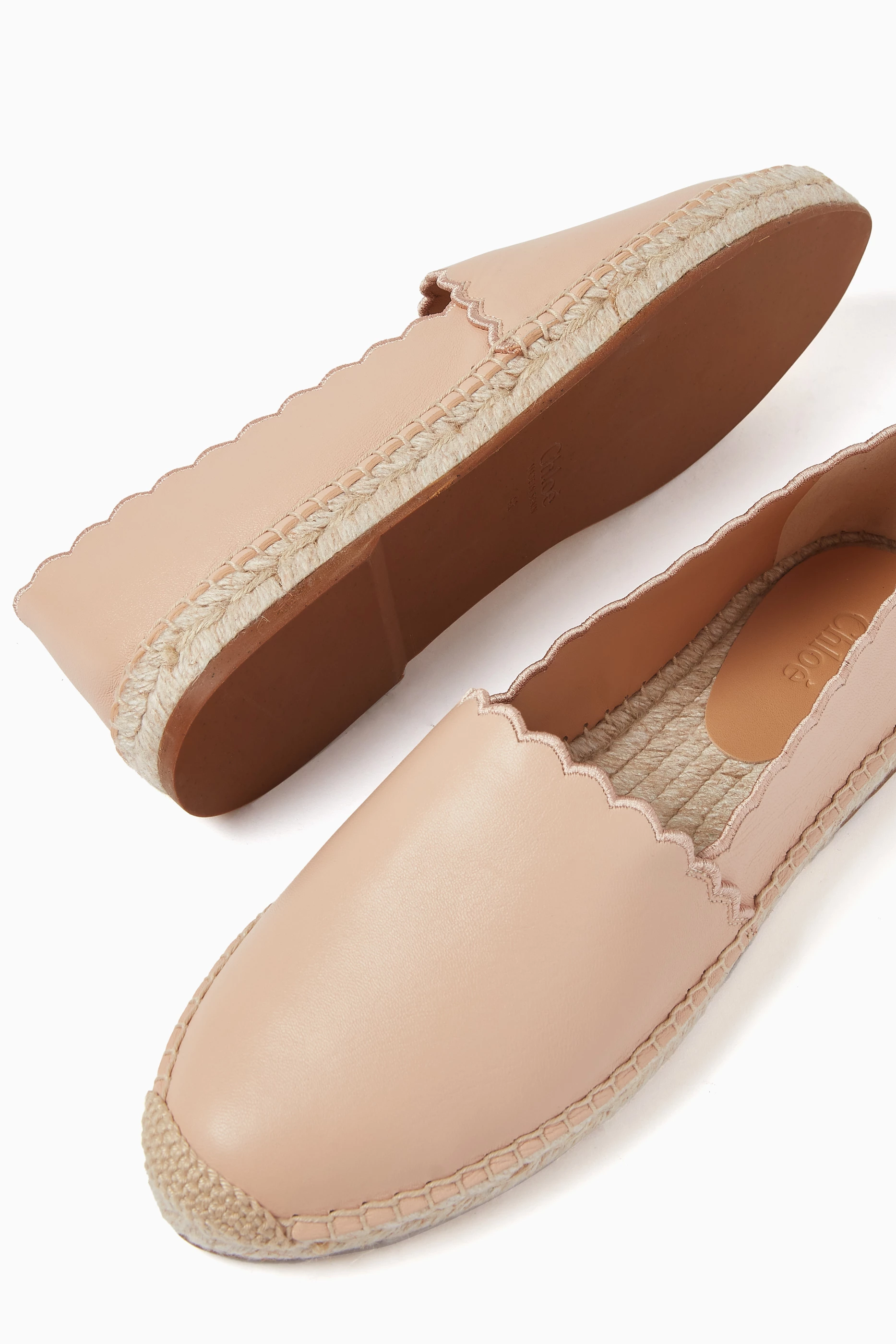 Buy Chloe Neutral Pary Flat Espadrilles in Leather Jute For Women Online Ounass Saudi