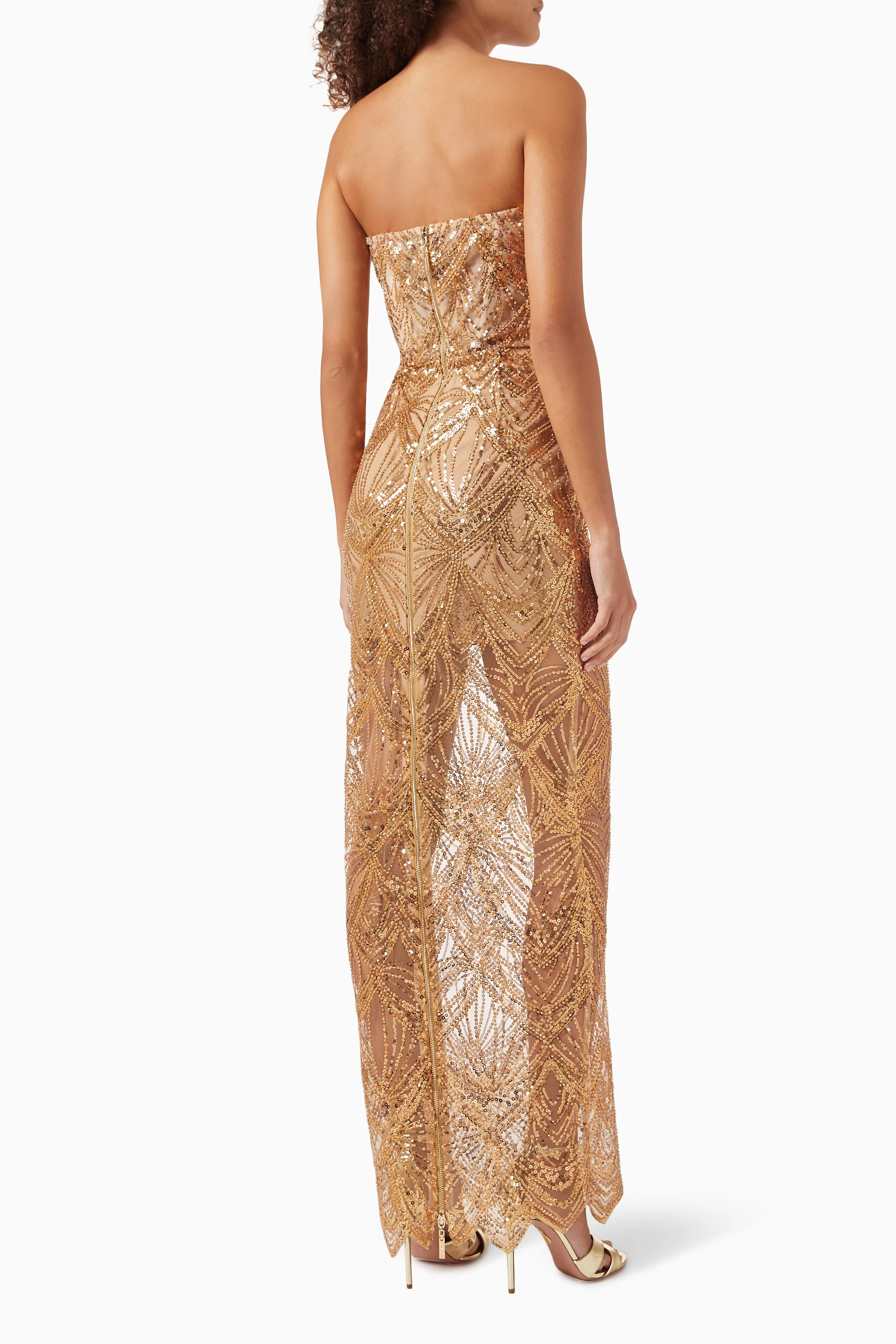 giselle maxi dress in gold bronx and banco Bronx and Banco Giselle Strapless Sequin Maxi Dress