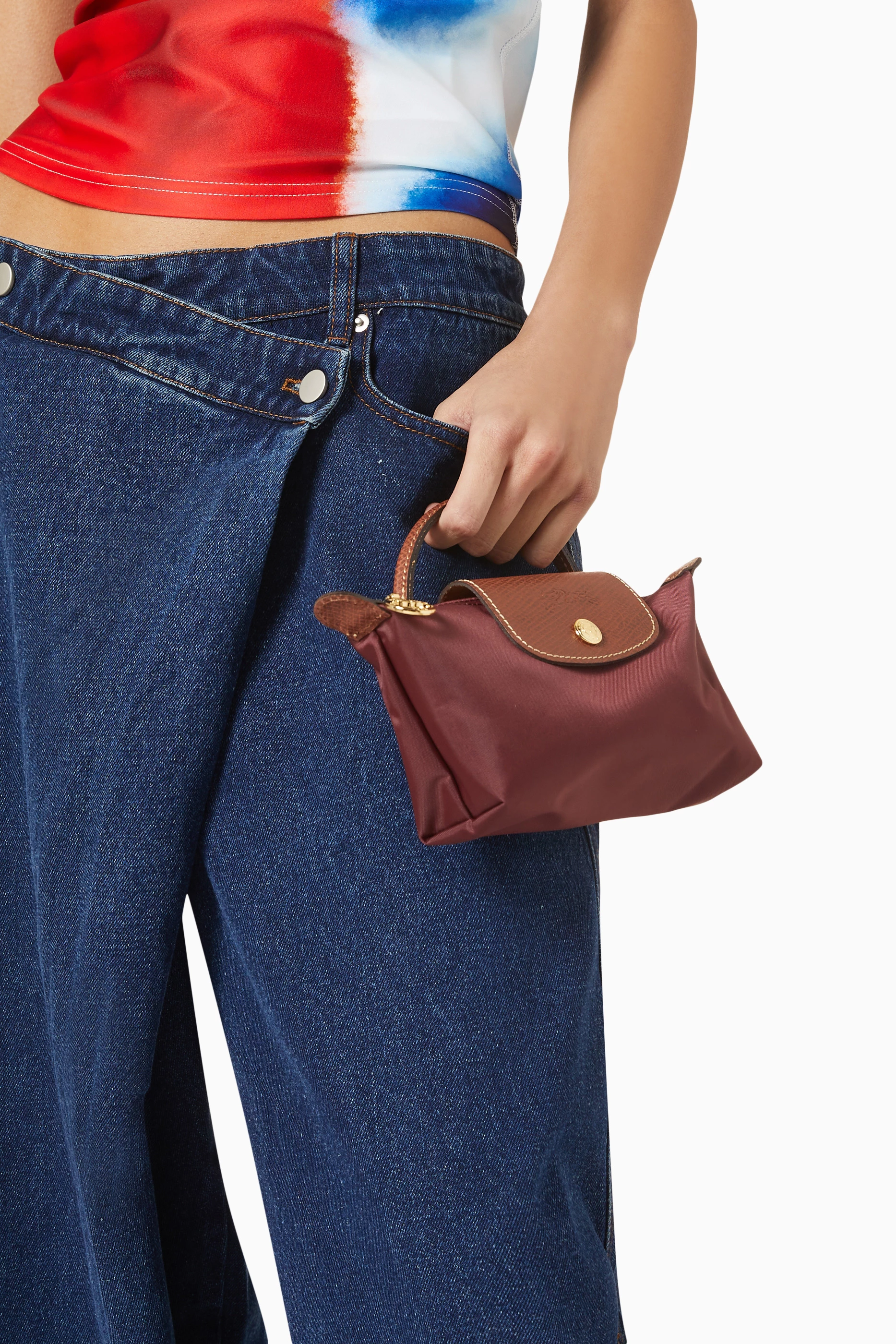Buy Longchamp Burgundy Mini Le Pliage Original Clutch in Canvas For Women Online Ounass Saudi