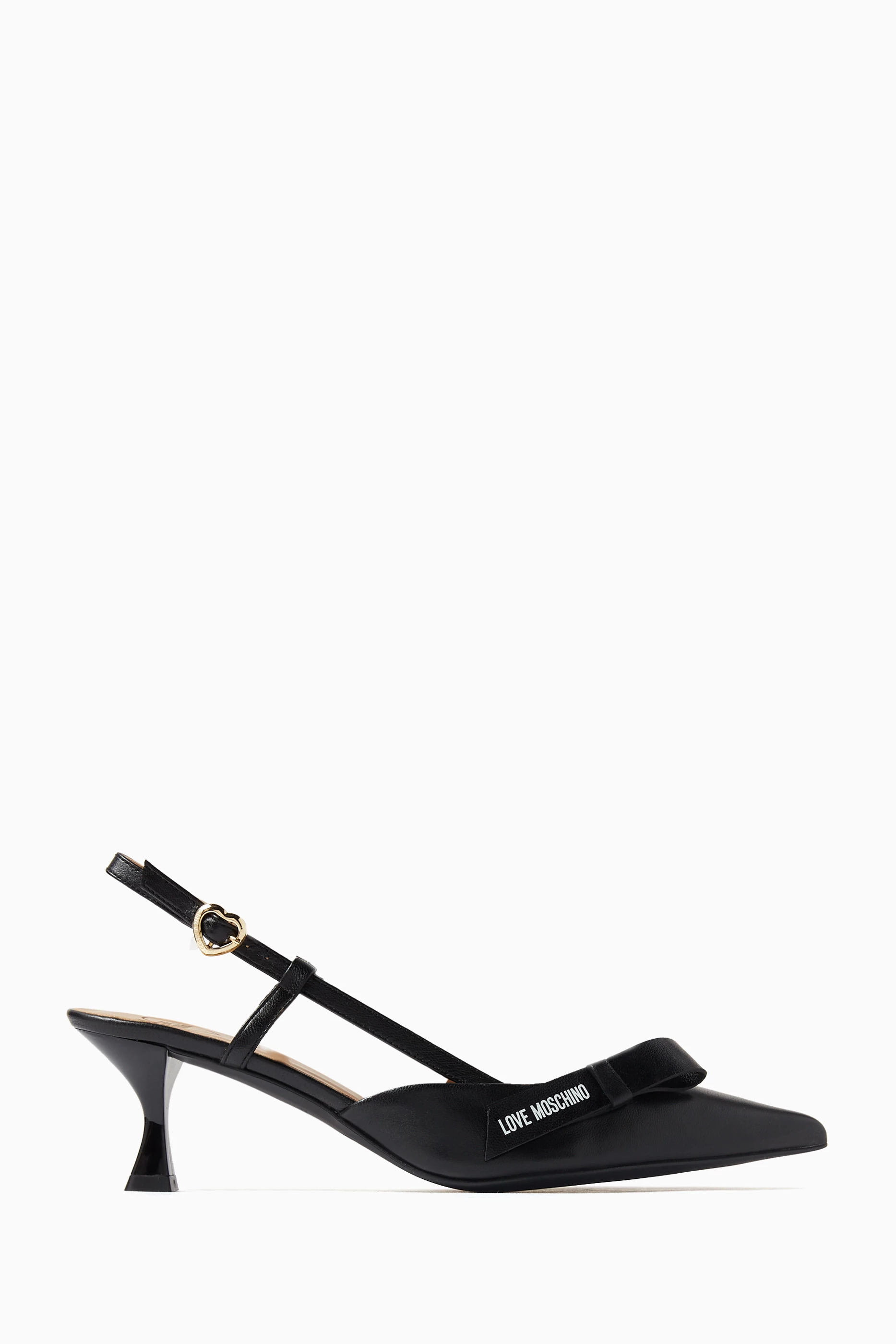 Buy Love Moschino Black Slingback 55 Pumps in Leather For Women Online Ounass Saudi