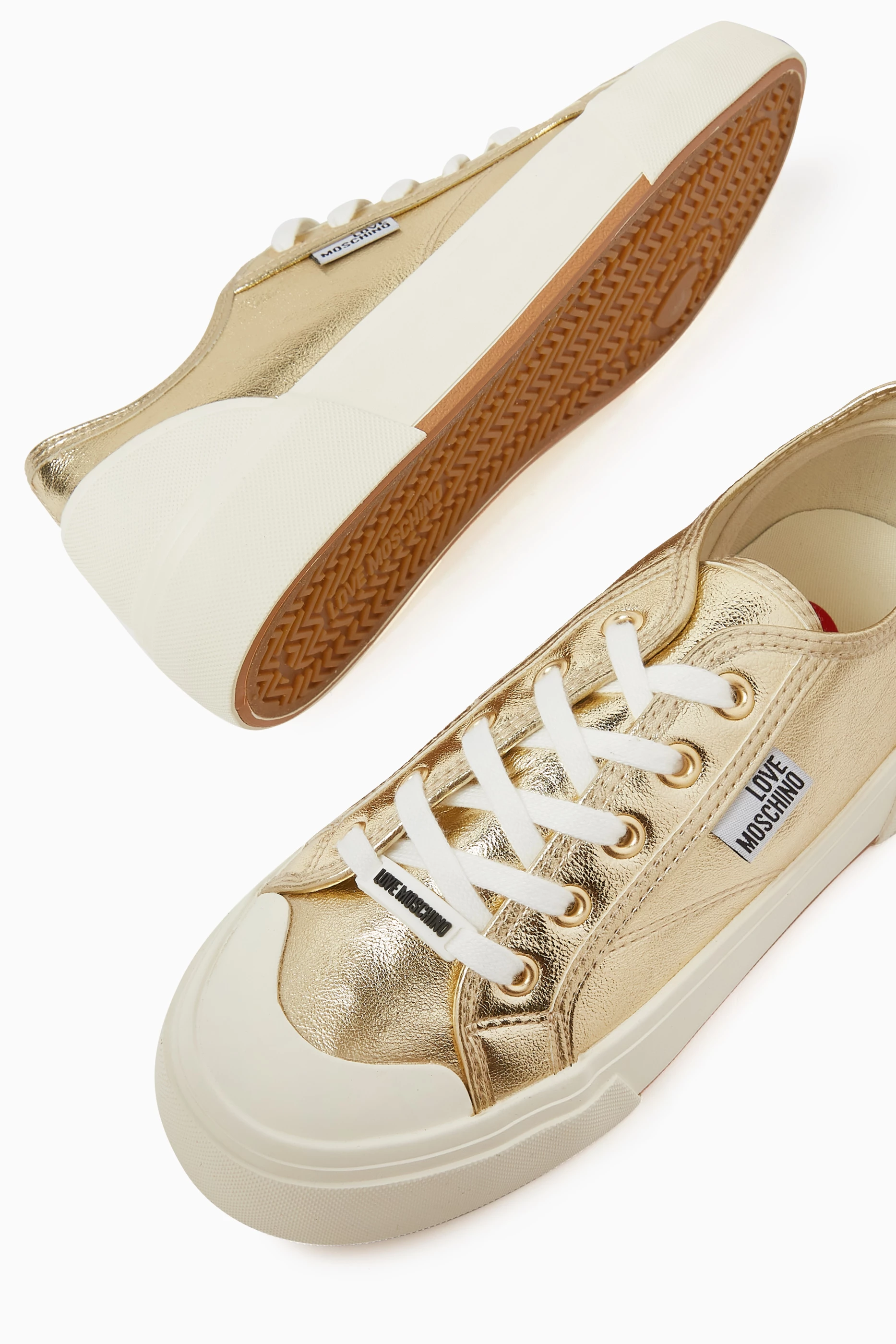 公式通販サイトセール Buy Faux Metallic in Sneakers Logo Gold Moschino Love 靴