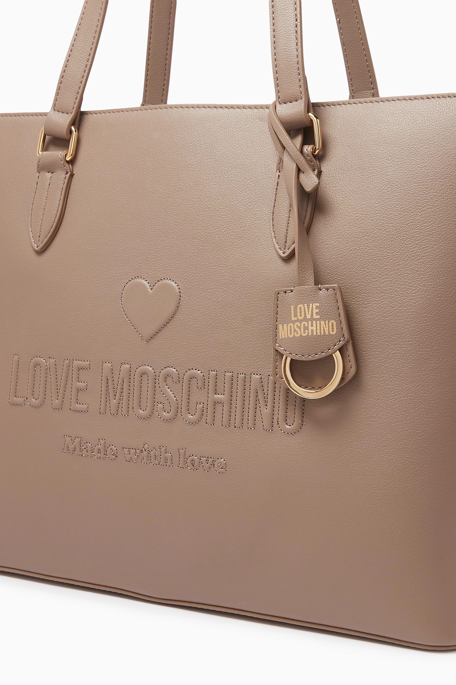 Buy Love Moschino Brown Love Embossed Tote Bag in Leather For Women Online Ounass Saudi