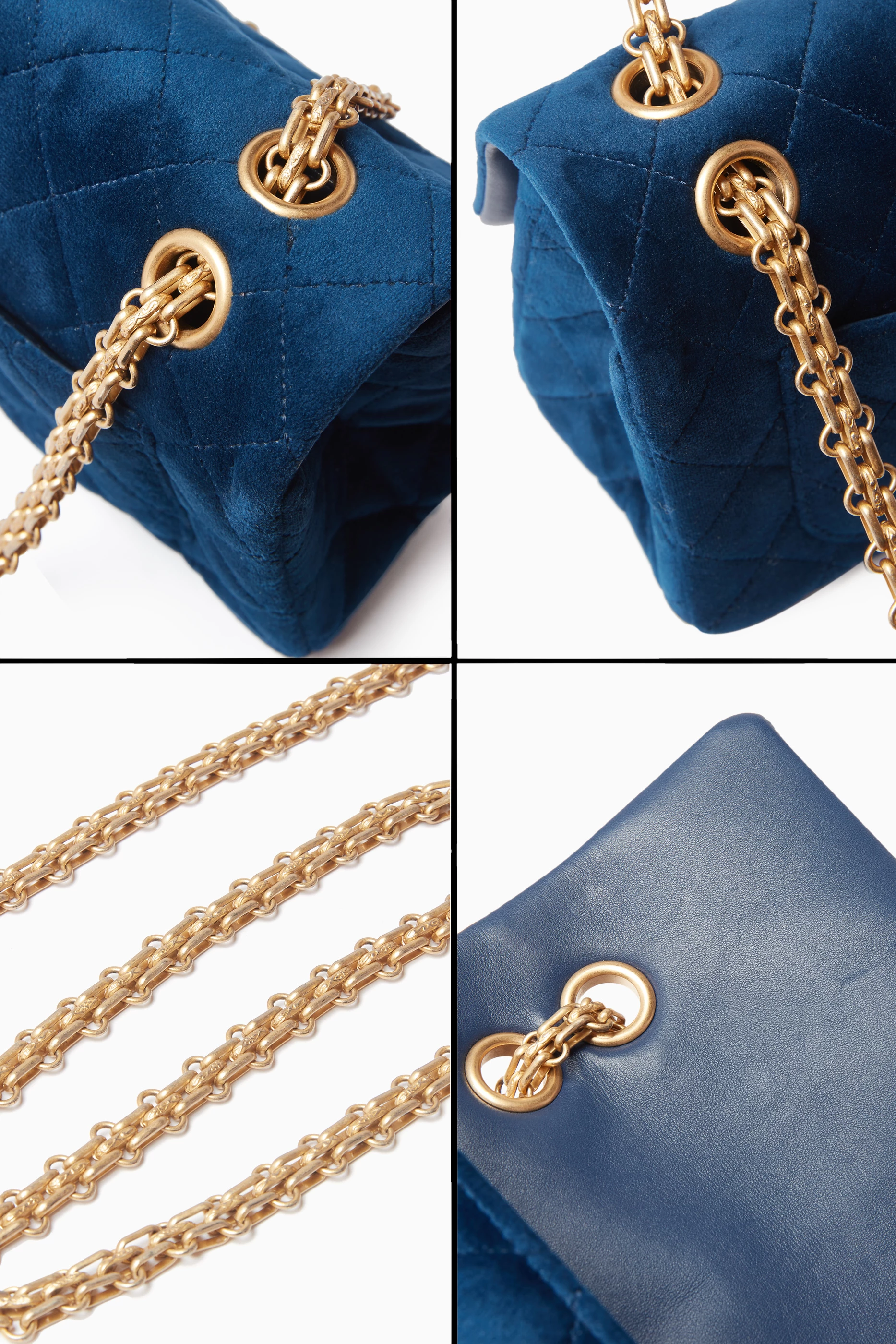 Blue velvet chanel bag sale