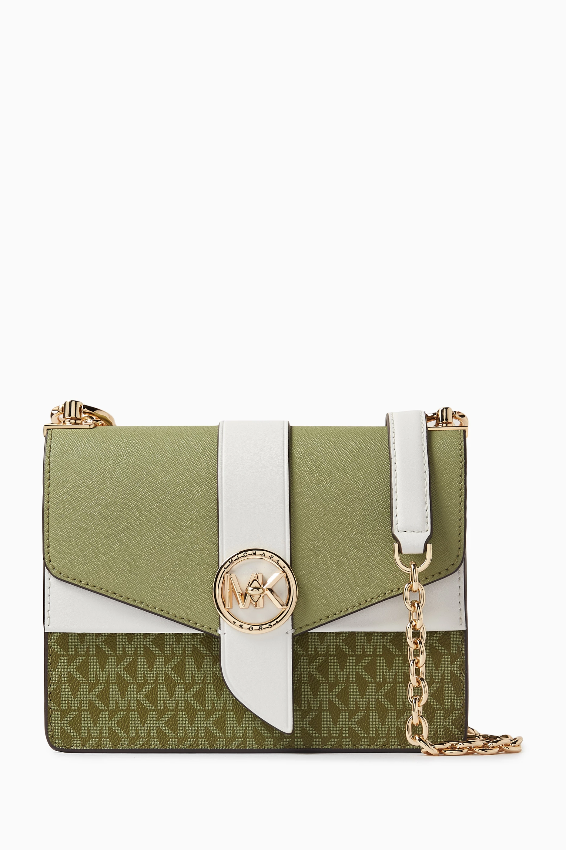 Buy Michael Kors Green Small Greenwich Colour-block