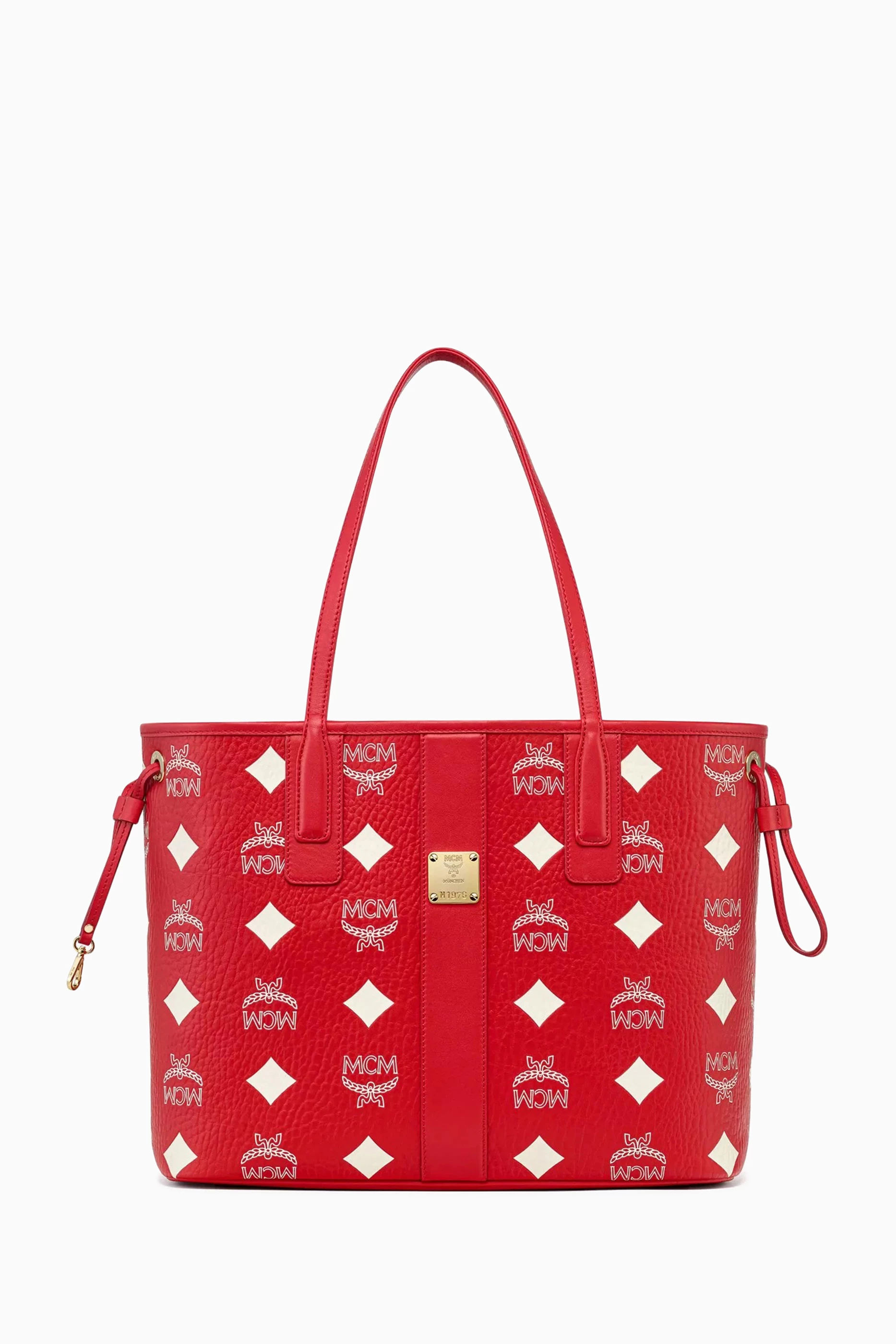 Buy MCM Red Medium Liz Shopper Tote Bag in Visetos For Women Online Ounass Saudi