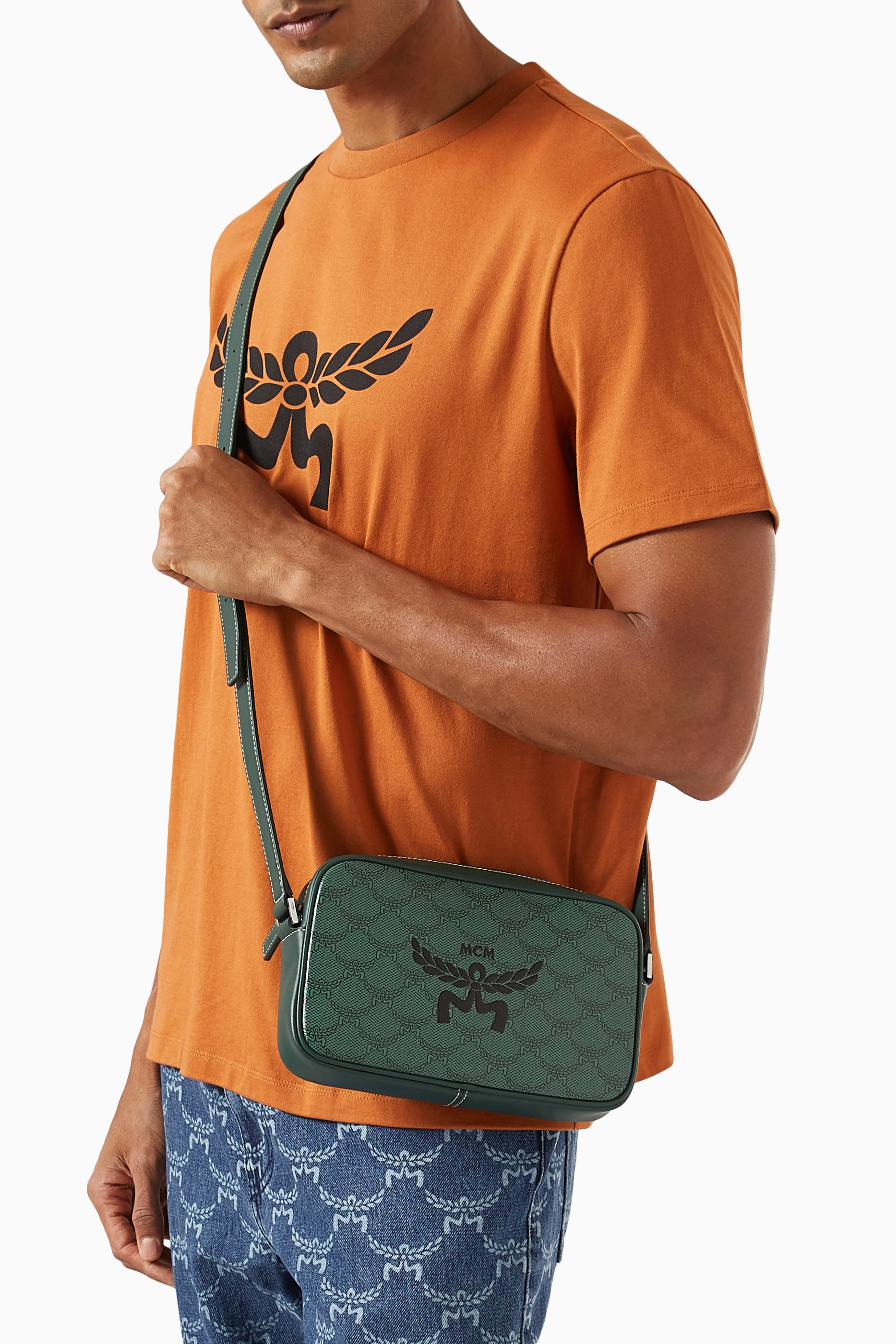 Buy MCM Green Himmel Crossbody Bag in Lauretos Monogram