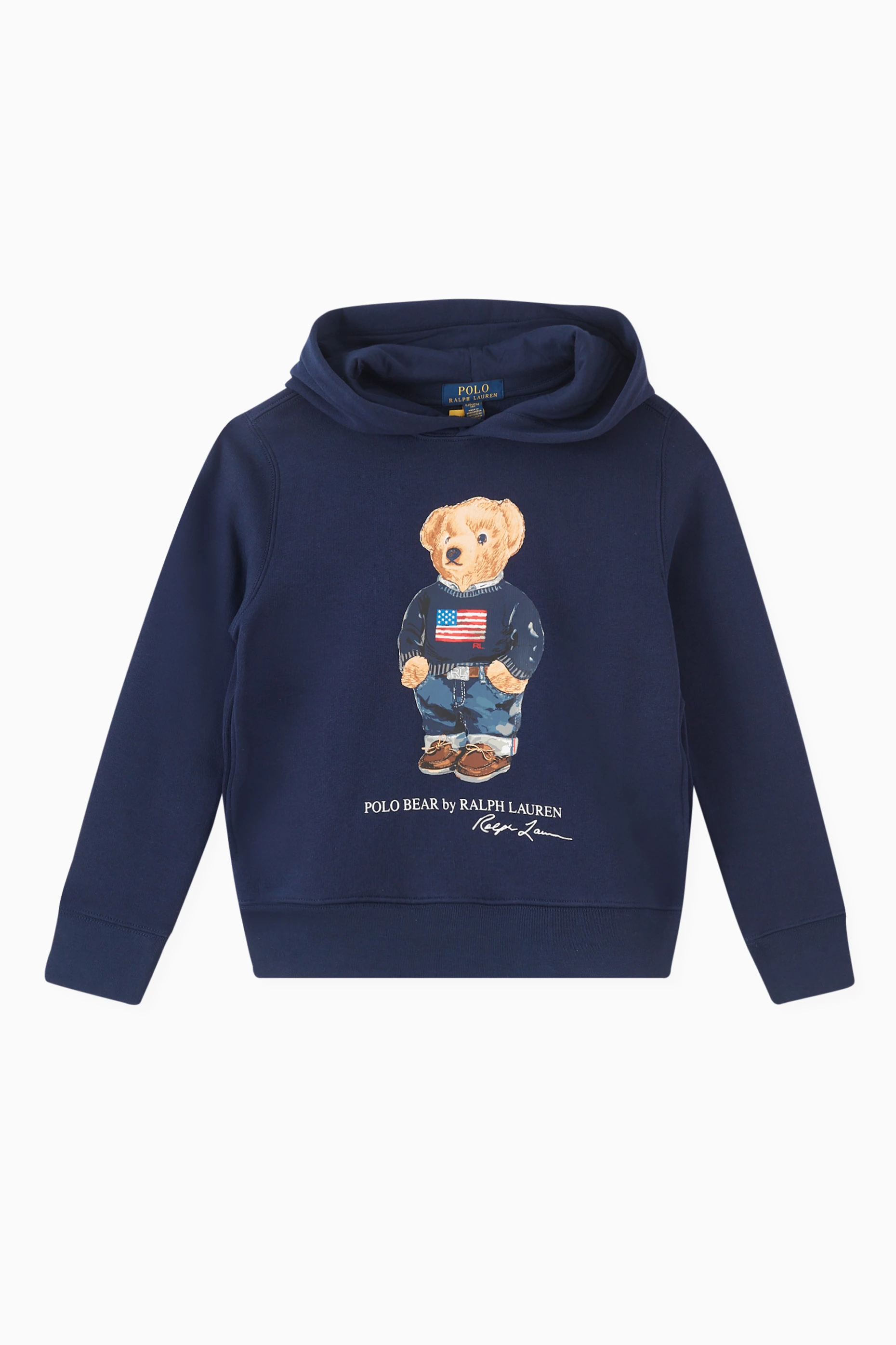 Buy Polo Ralph Lauren Blue Polo Bear Hoodie in Cotton fleece For Boys Online Ounass Saudi